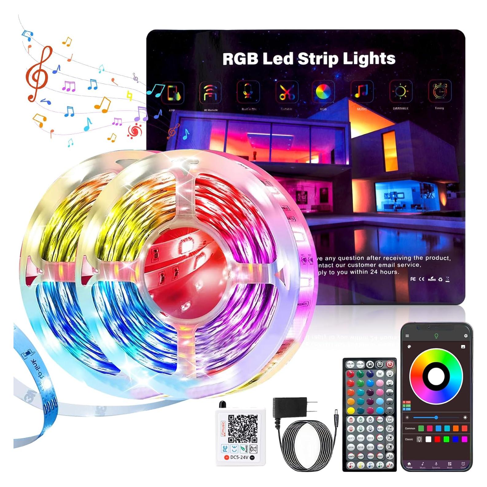 Tira LED RGB NBBUFF 45.72m con Control Remoto y APP