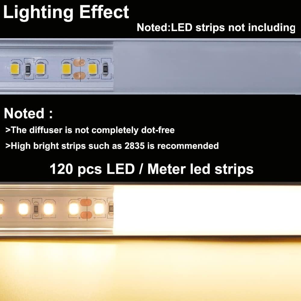 Canal de Aluminio LED en U 10x1m hunhun con Cubierta Lechosa