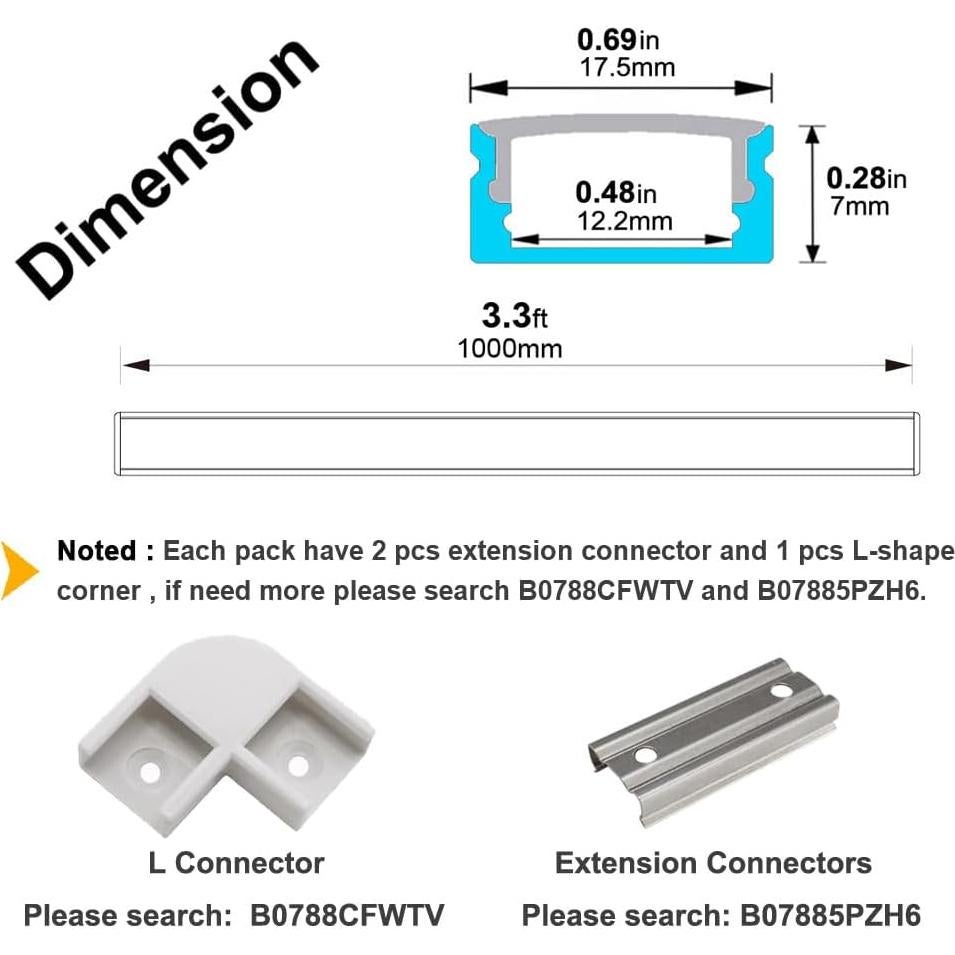 Canal de Aluminio LED en U 10x1m hunhun con Cubierta Lechosa