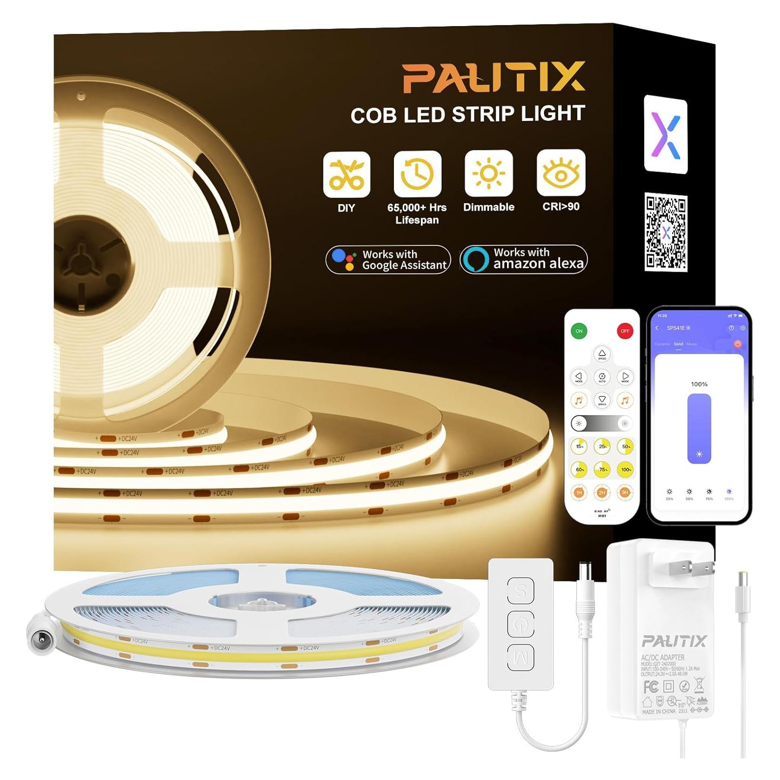 Tira de Luz LED COB PAUTIX 6.1m 3000K Regulable Compatible Alexa