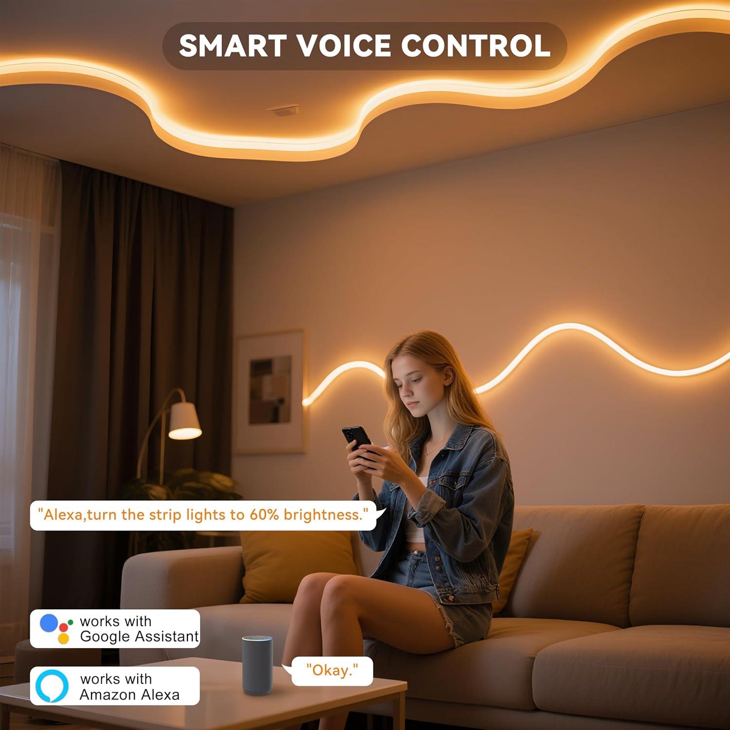 Tira de Luz LED COB PAUTIX 6.1m 3000K Regulable Compatible Alexa