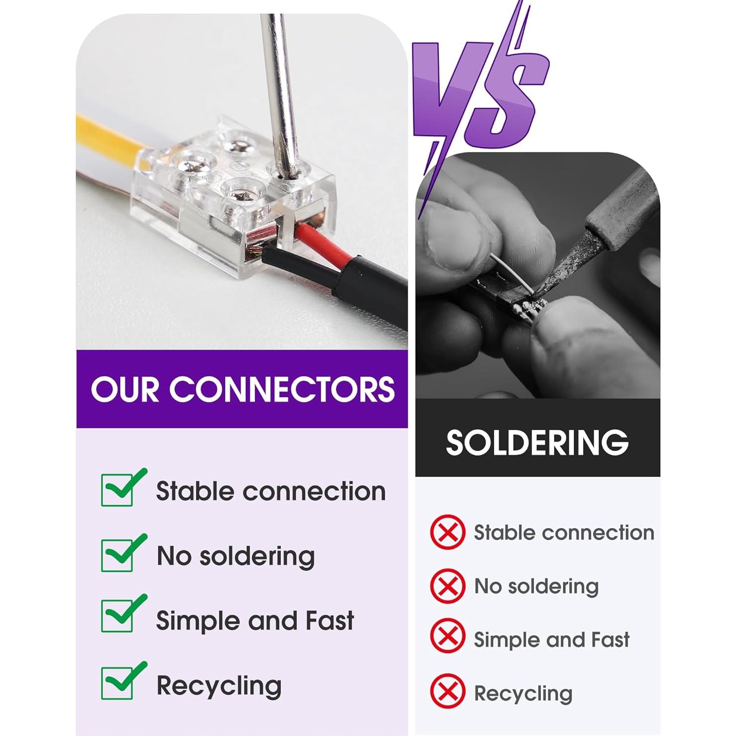 Conectores LED HitLights 12 Pack 2 Pines 10mm Sin Soldadura