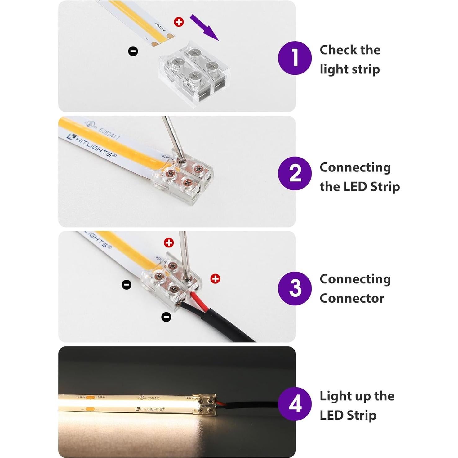Conectores LED HitLights 12 Pack 2 Pines 10mm Sin Soldadura