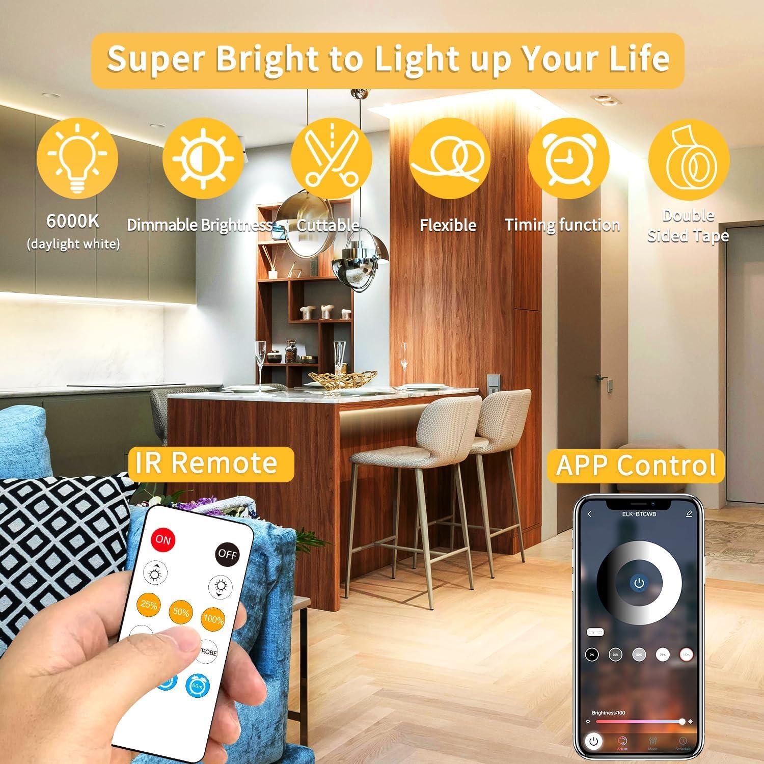 Tira de luces LED COB 30m Yeewhale 3000K regulable