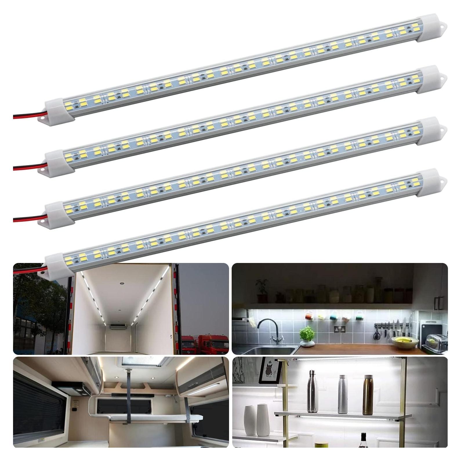 Barra de luz LED 12V LMGYES 54 LEDs 7000K blanca - Paquete de 4