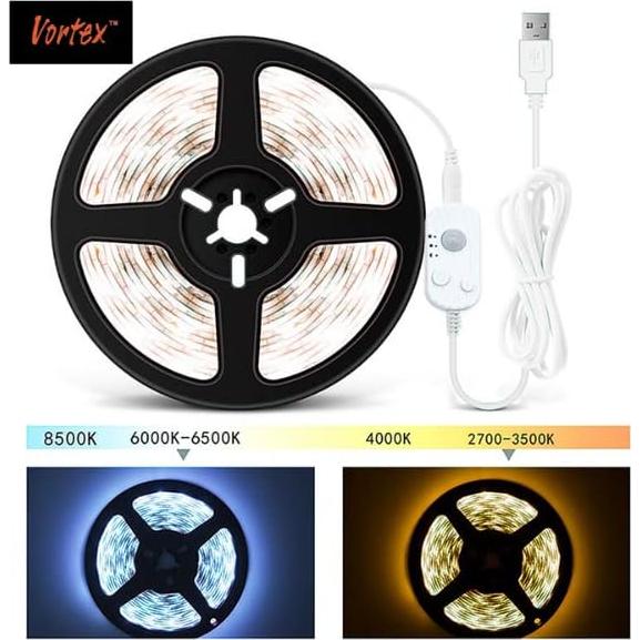 Tira LED USB KAM TONG 3m con sensor de movimiento blanco frío