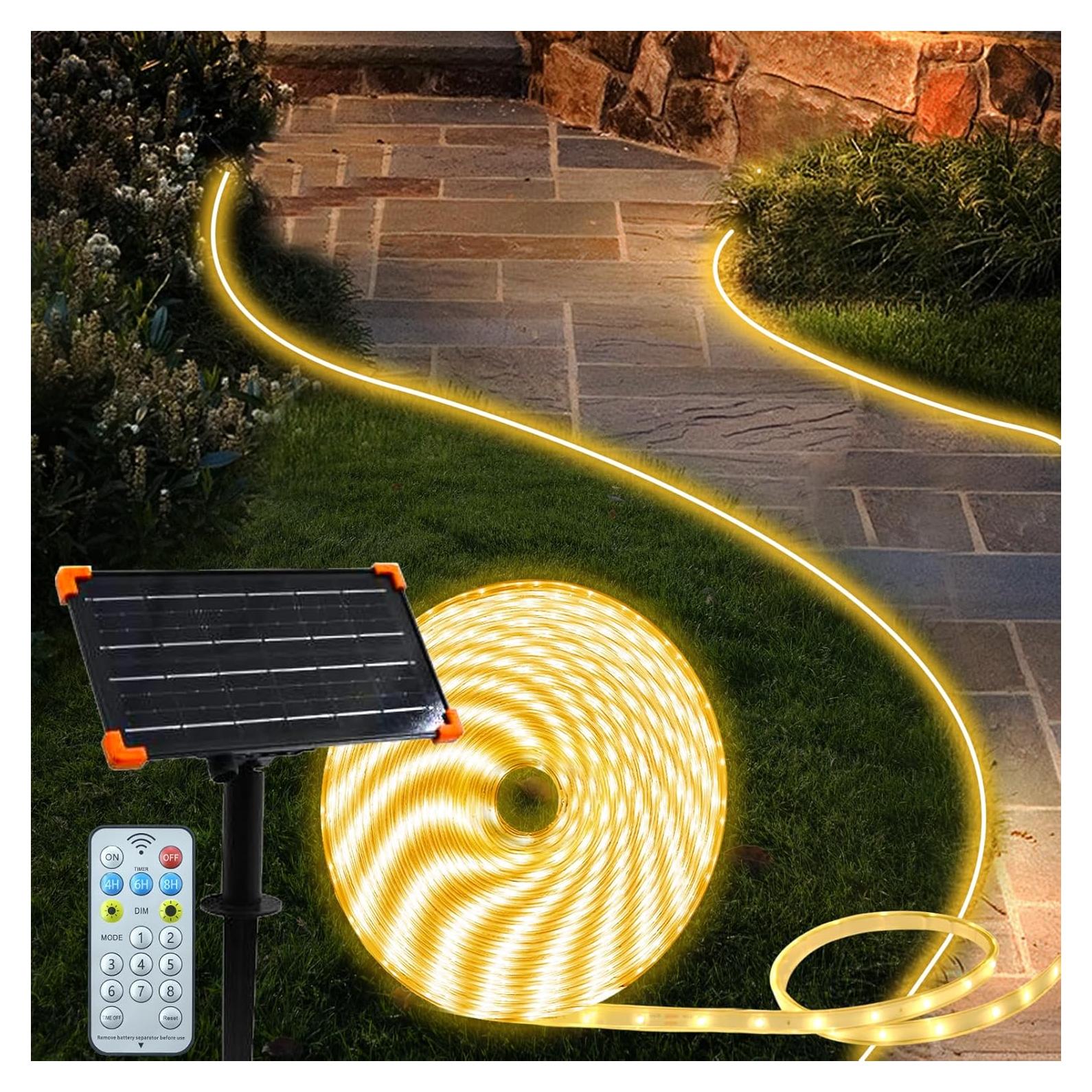 Luces LED de tira solar BSGlobal 15.24m 540 LED IP68 Blanco cálido