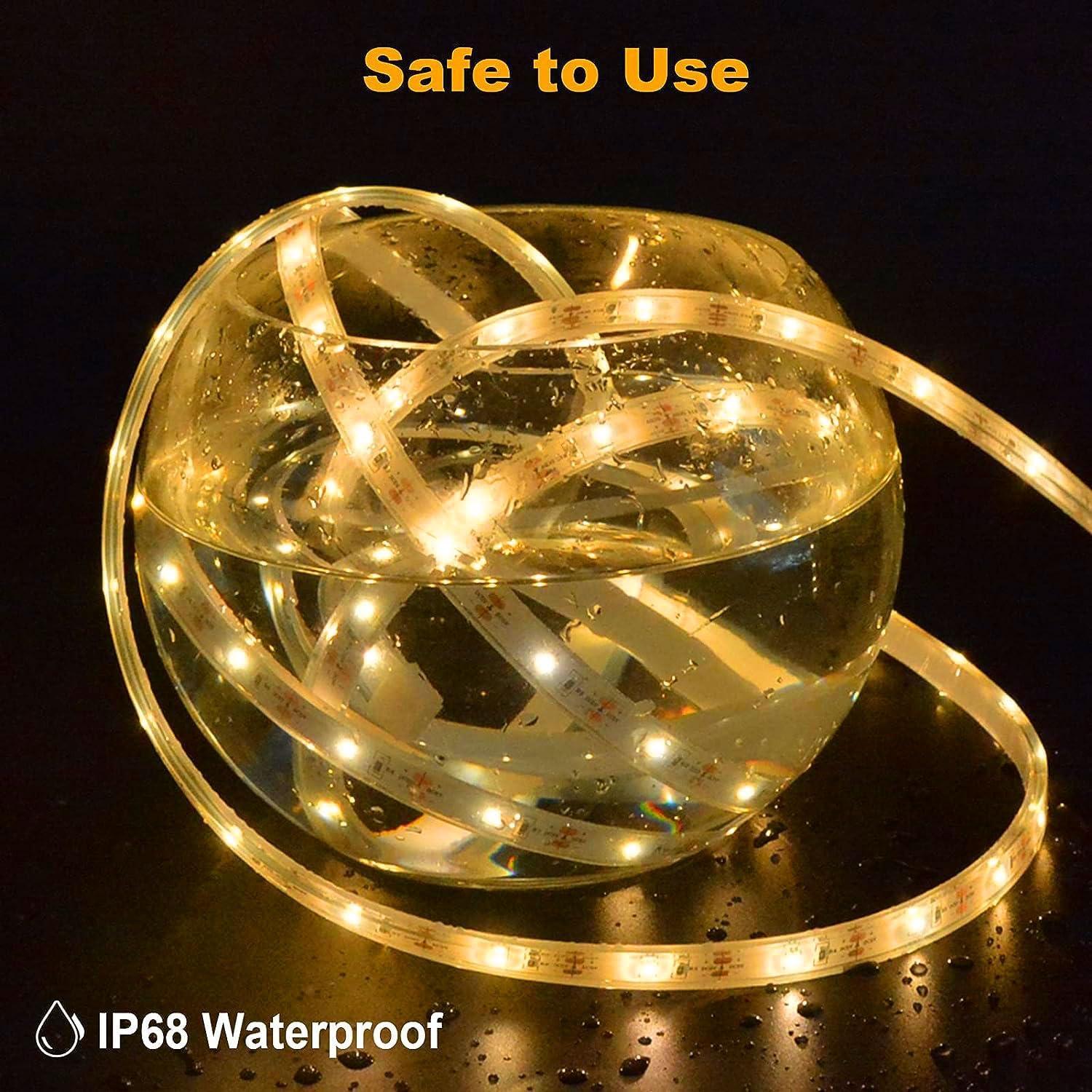 Luces LED de tira solar BSGlobal 15.24m 540 LED IP68 Blanco cálido