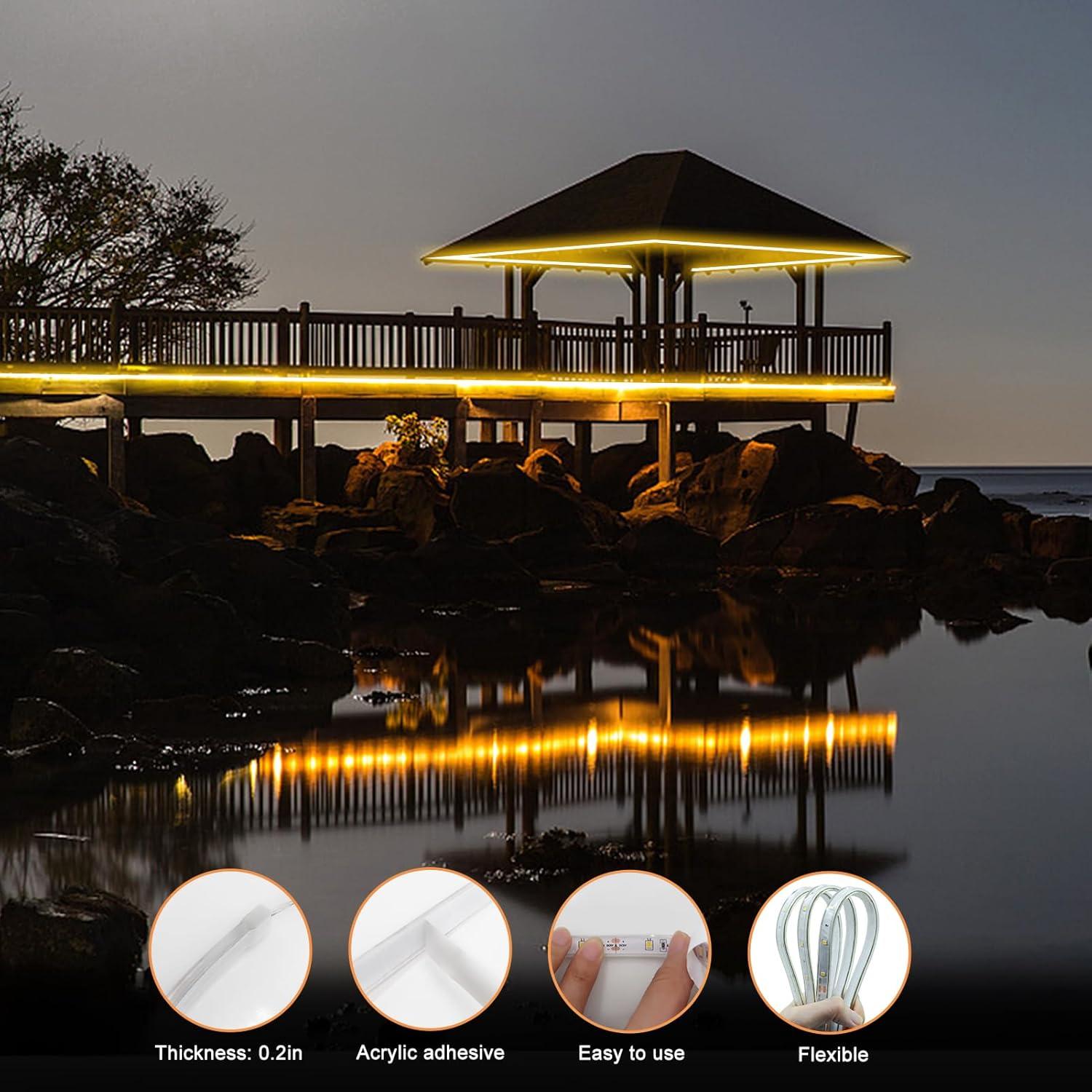 Luces LED de tira solar BSGlobal 15.24m 540 LED IP68 Blanco cálido