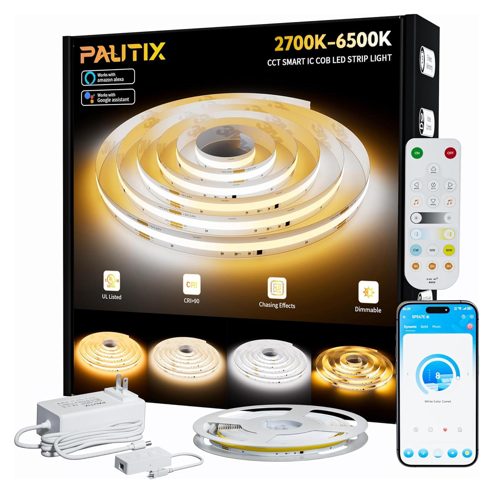 Tira de Luz LED COB CCT PAUTIX 5m 2700K-6500K Regulable