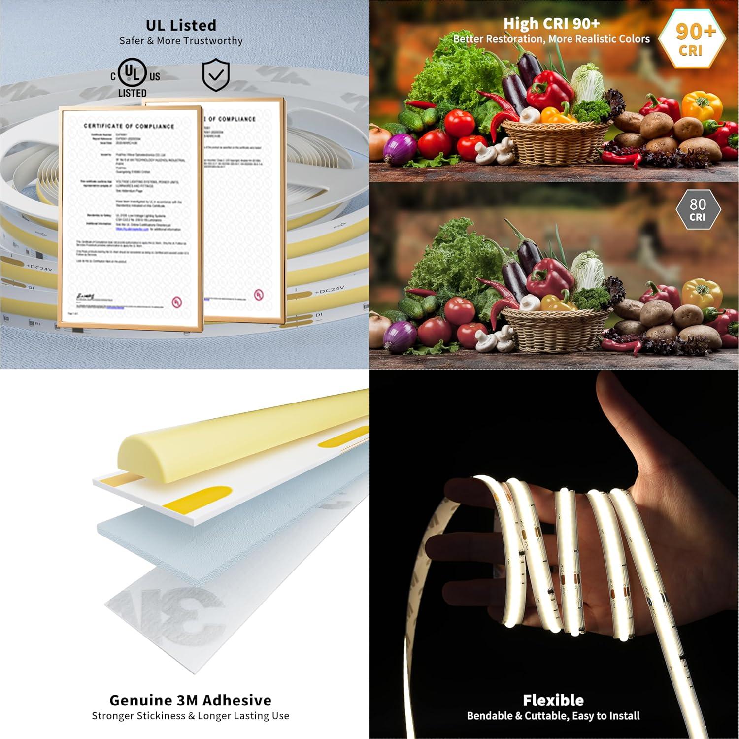 Tira de Luz LED COB CCT PAUTIX 5m 2700K-6500K Regulable