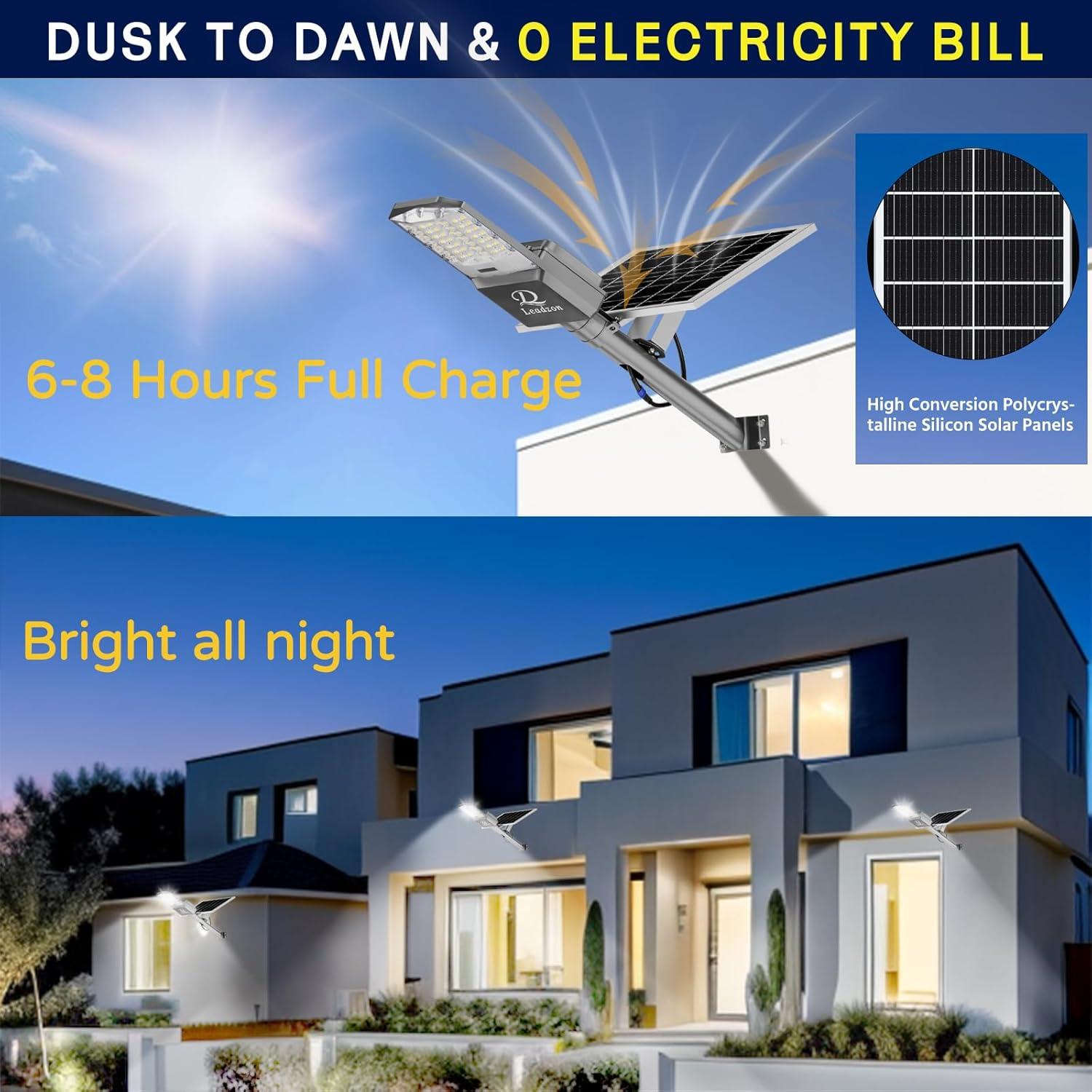 Luz de Calle Solar 5000W Leadzon IP67 Control Remoto 450000LM