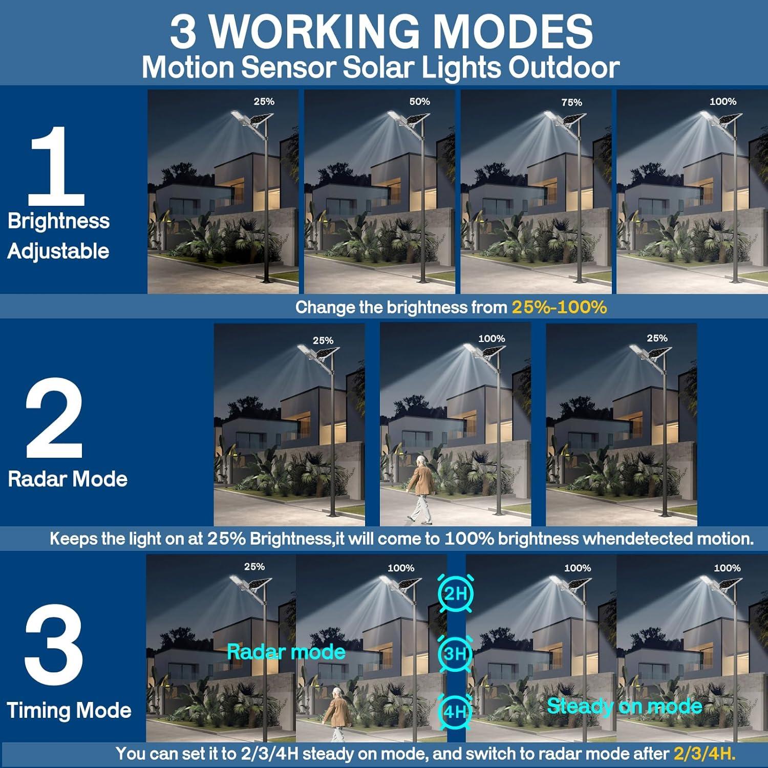 Luz de Calle Solar 5000W Leadzon IP67 Control Remoto 450000LM