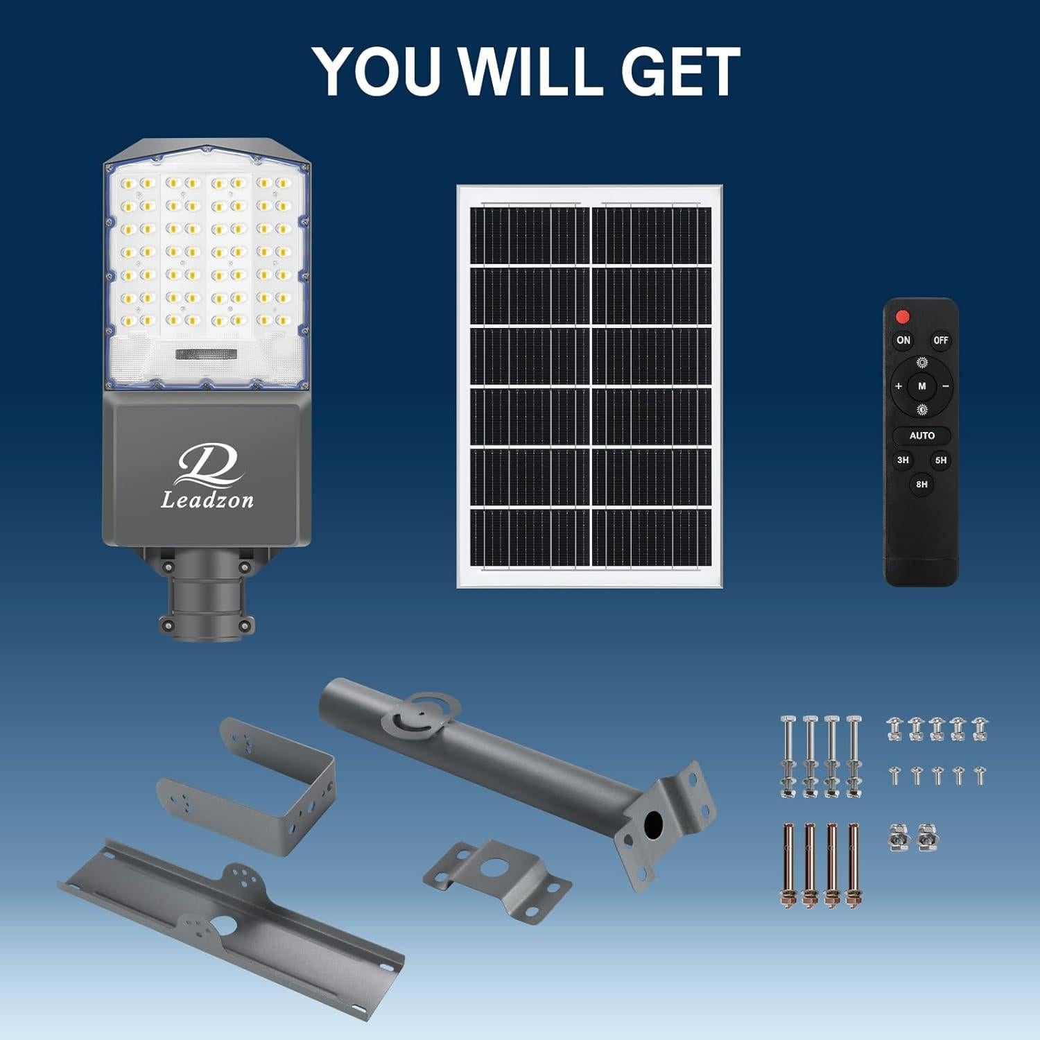 Luz de Calle Solar 5000W Leadzon IP67 Control Remoto 450000LM