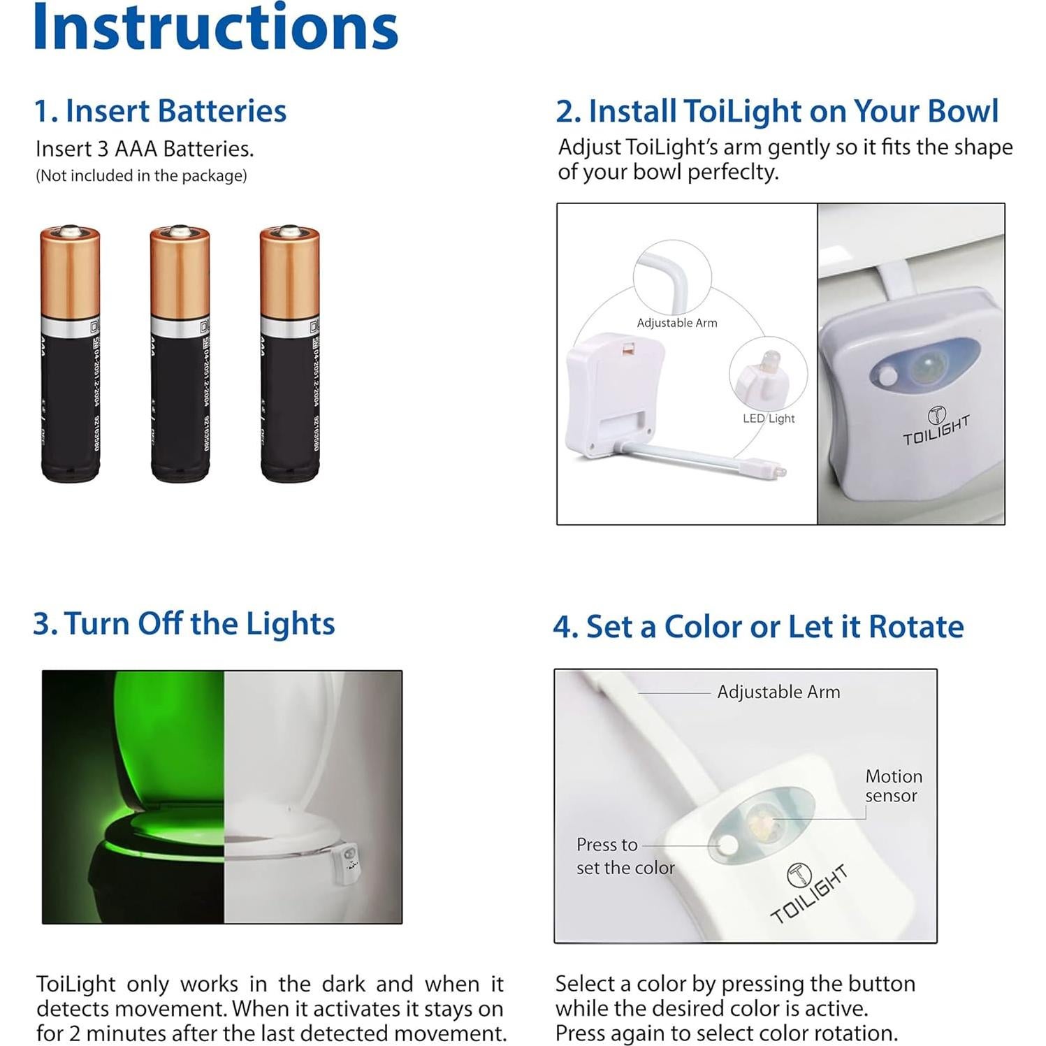 Luz Nocturna para Inodoro ToiLight con Sensor de Movimiento