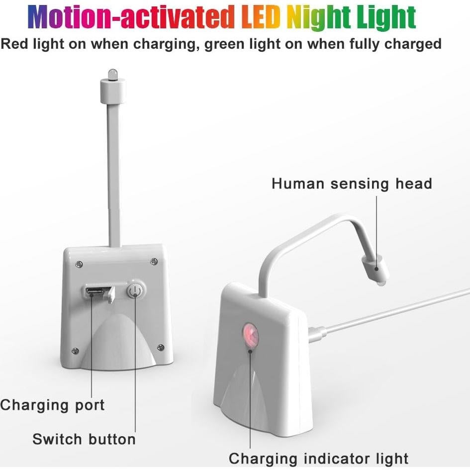 Luces Nocturnas para Inodoro HOTUT, 2PCS LED Recargables USB