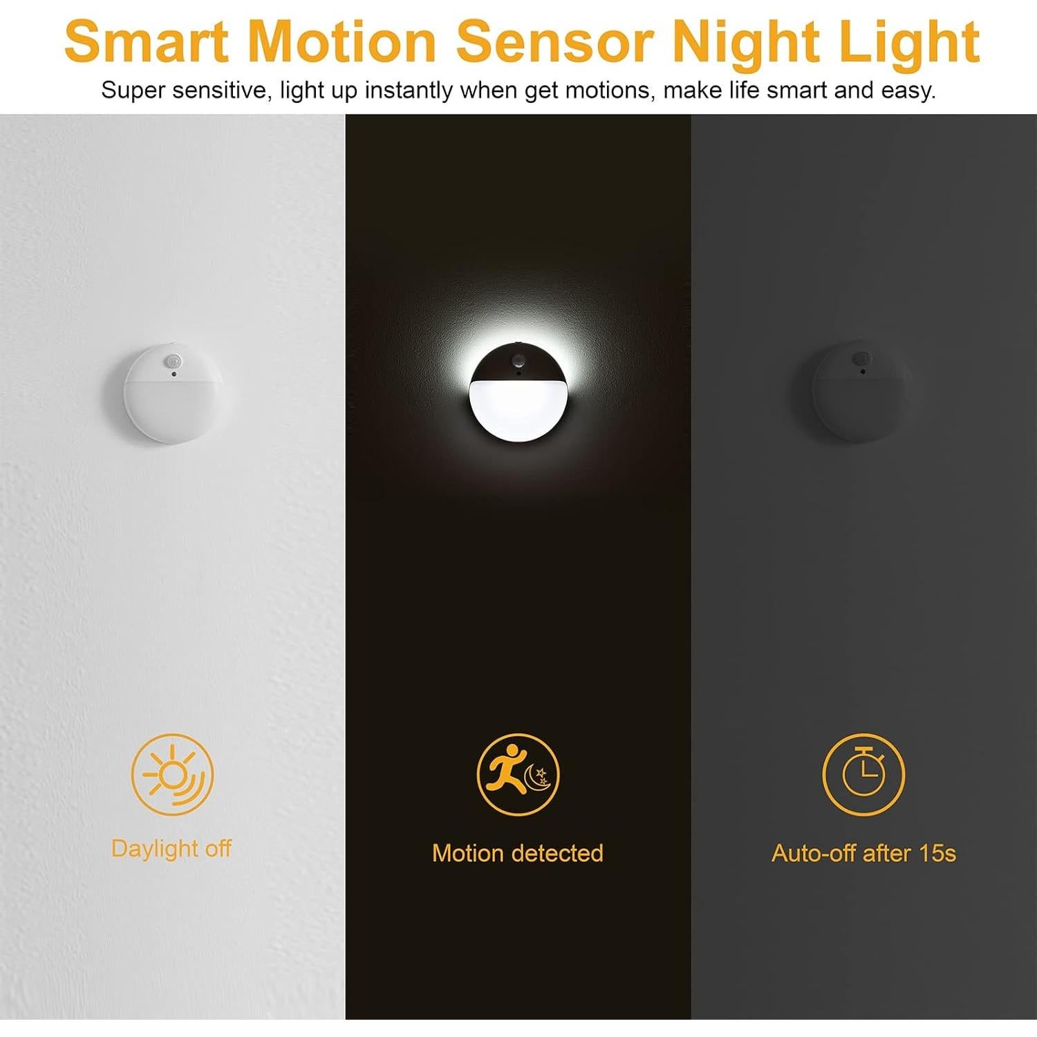 Paquete de 2 Luces Nocturnas YUNLEX con Sensor de Movimiento