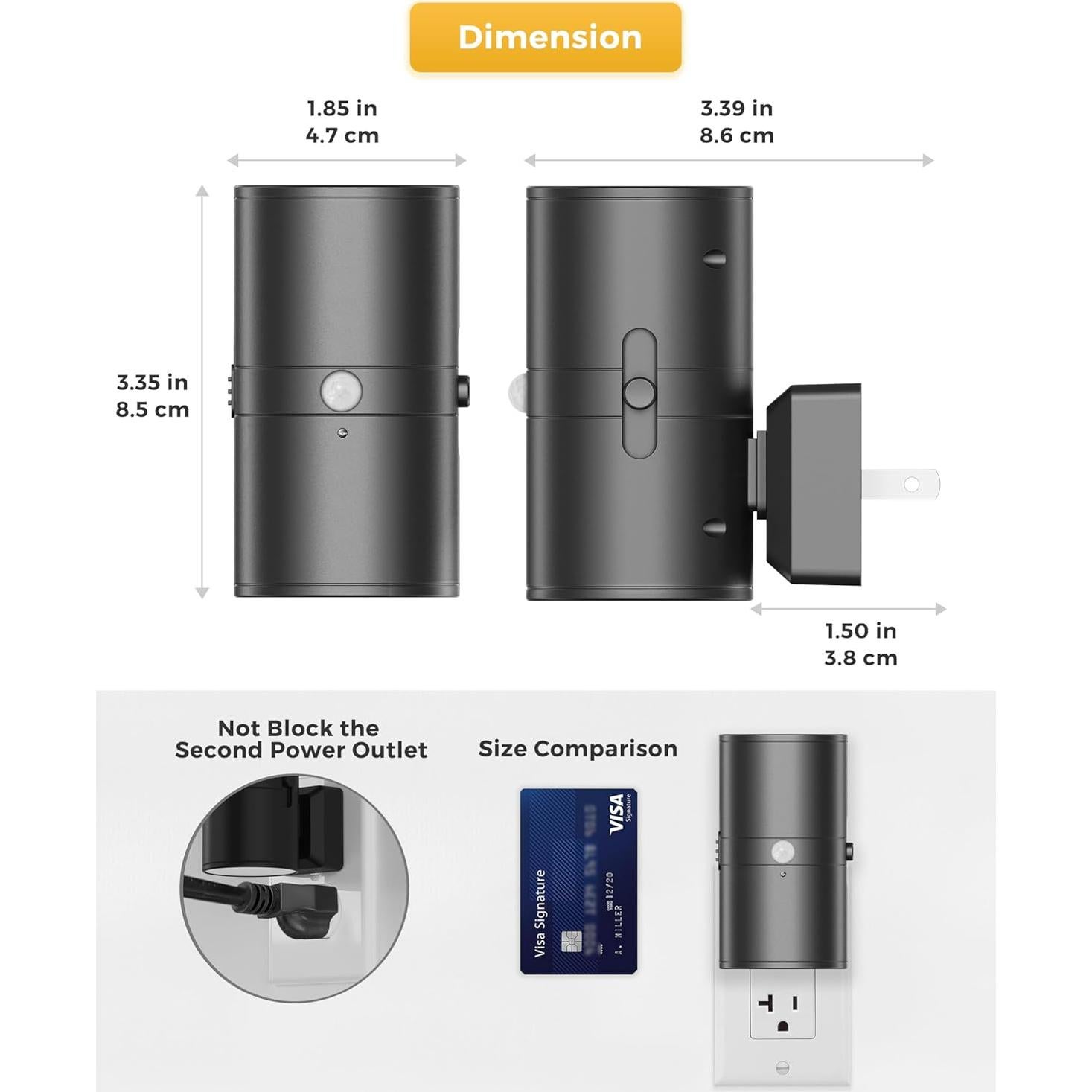 Luz Nocturna LED Regulable L LOHAS con Sensor de Movimiento - 2 Piezas
