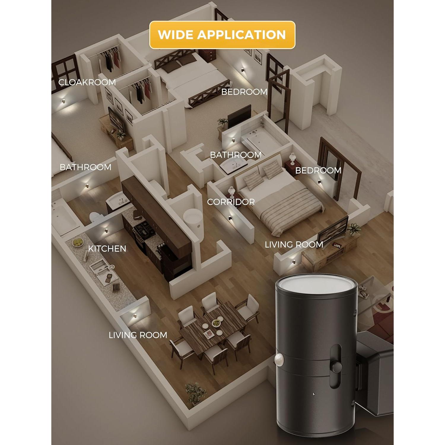 Luz Nocturna LED Regulable L LOHAS con Sensor de Movimiento - 2 Piezas