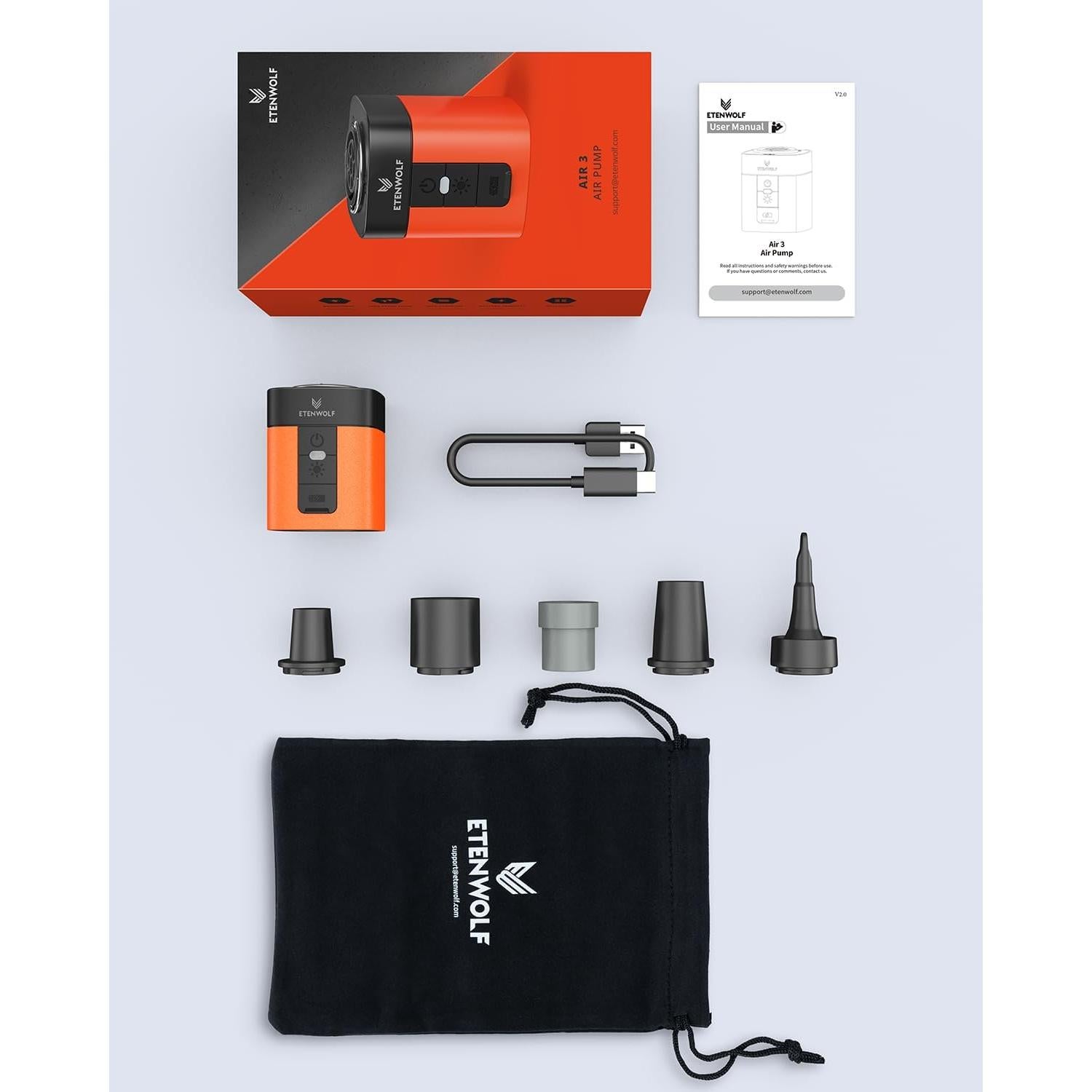 Bomba de Aire ETENWOLF AIR 3 Mini 2600 mAh con Luz LED