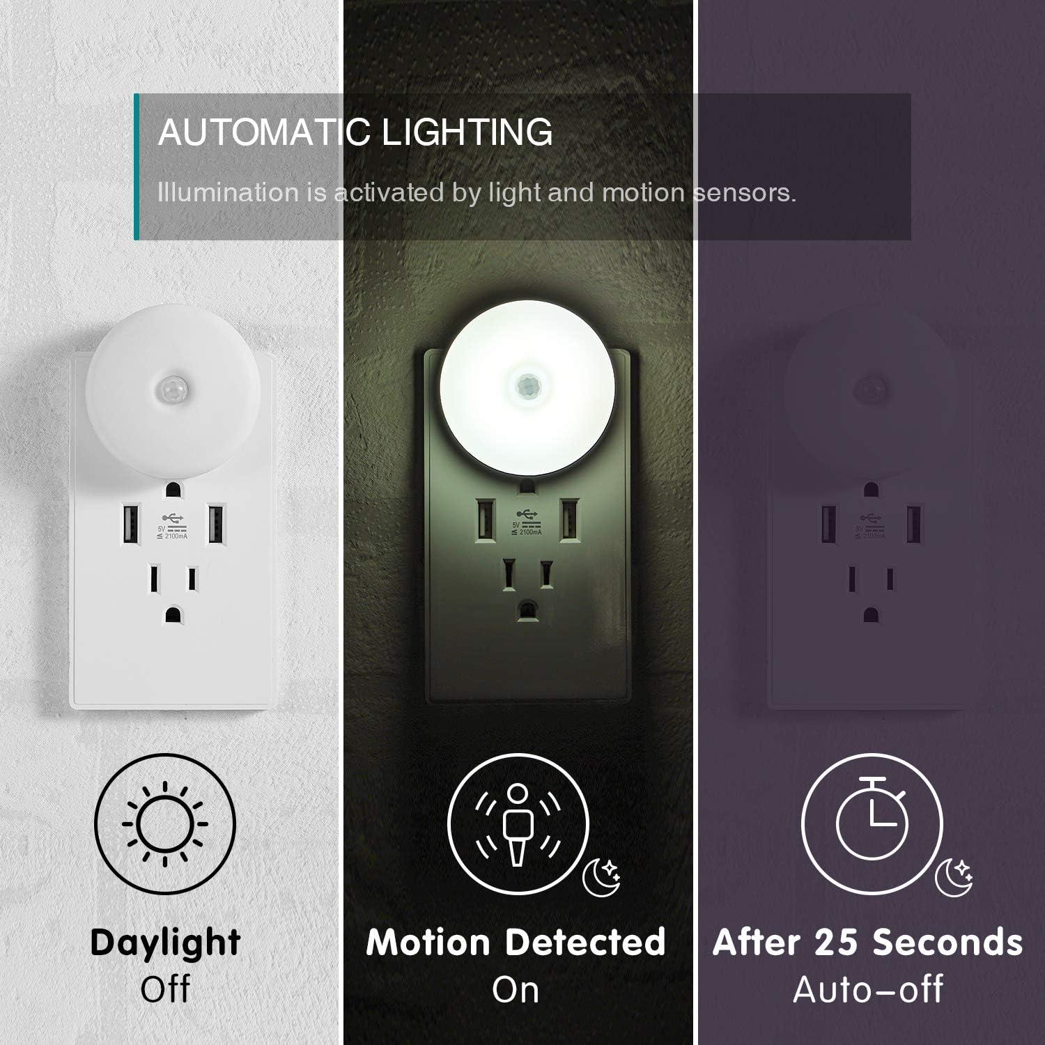 Luz Nocturna LED SerieCozy con Sensor de Movimiento, Blanca, 2 Piezas