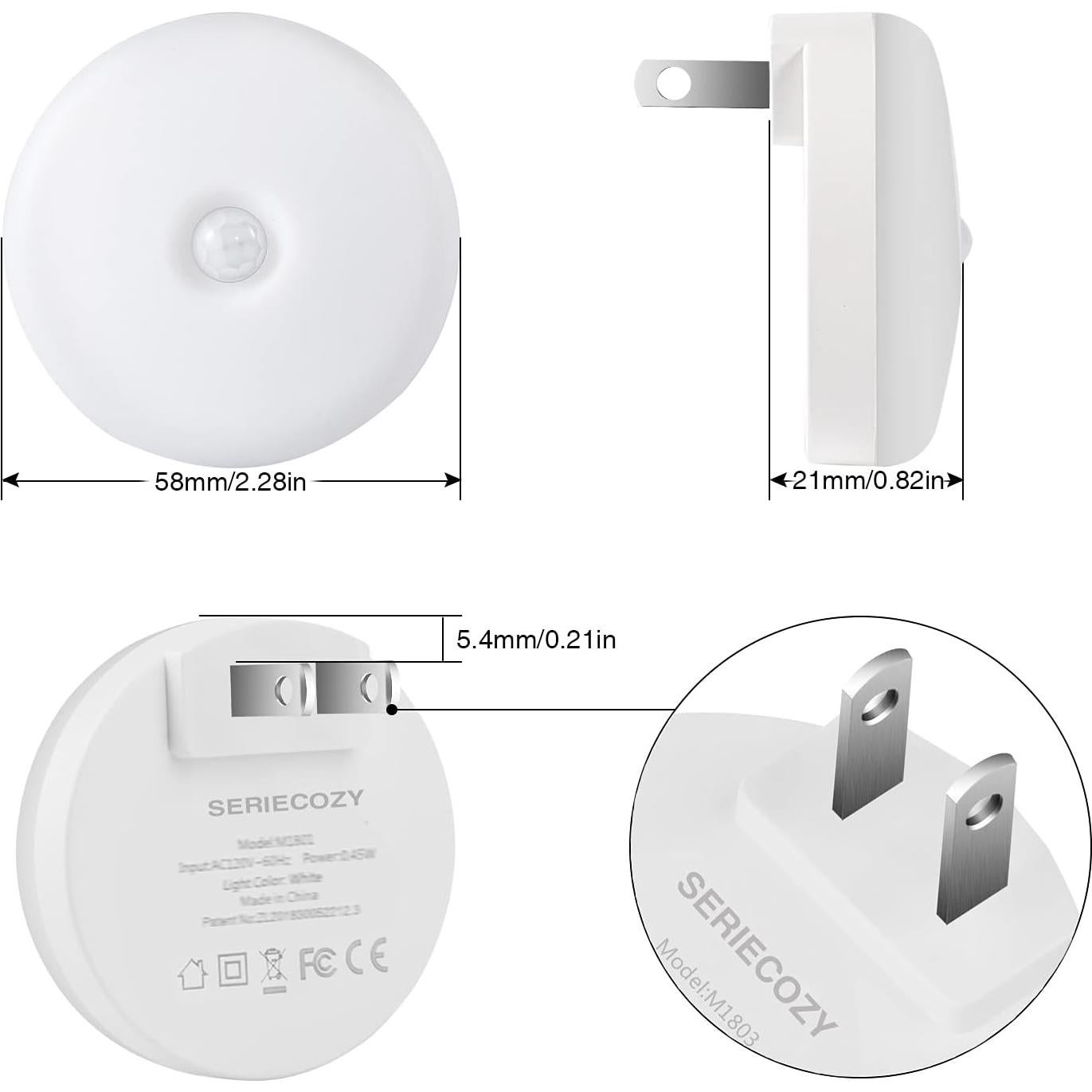 Luz Nocturna LED SerieCozy con Sensor de Movimiento, Blanca, 2 Piezas