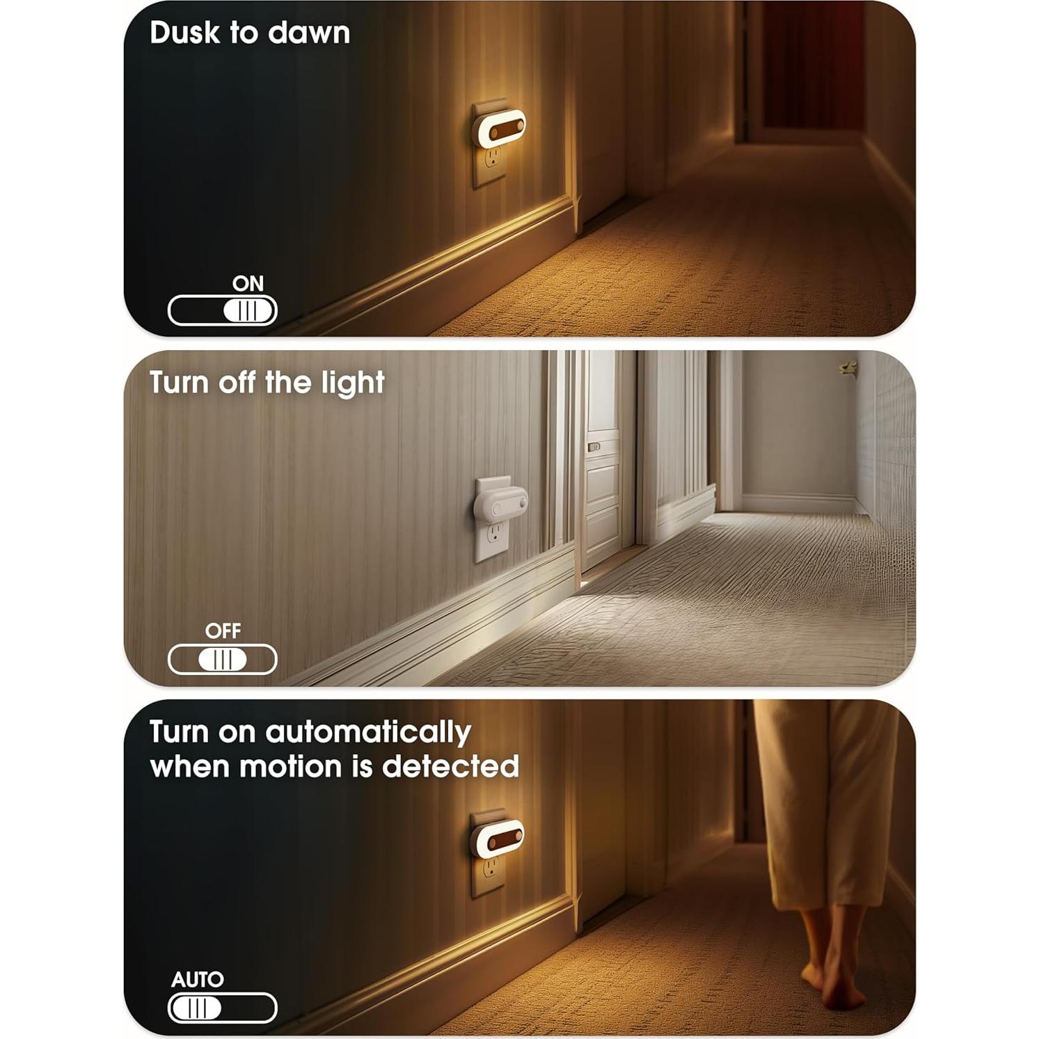 Luz Nocturna Enchufable Fulighture con Sensor de Movimiento 30/60/100 LM