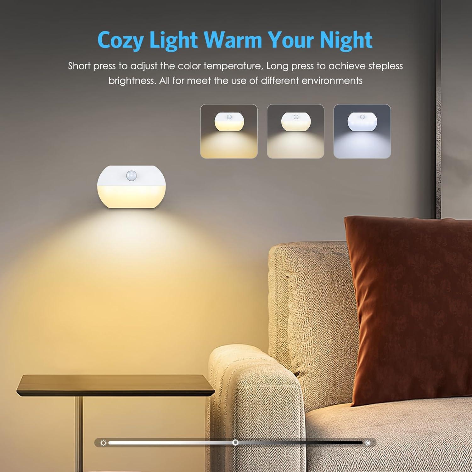 Luz Nocturna Recargable AMIR con Sensor de Movimiento - 2 Piezas