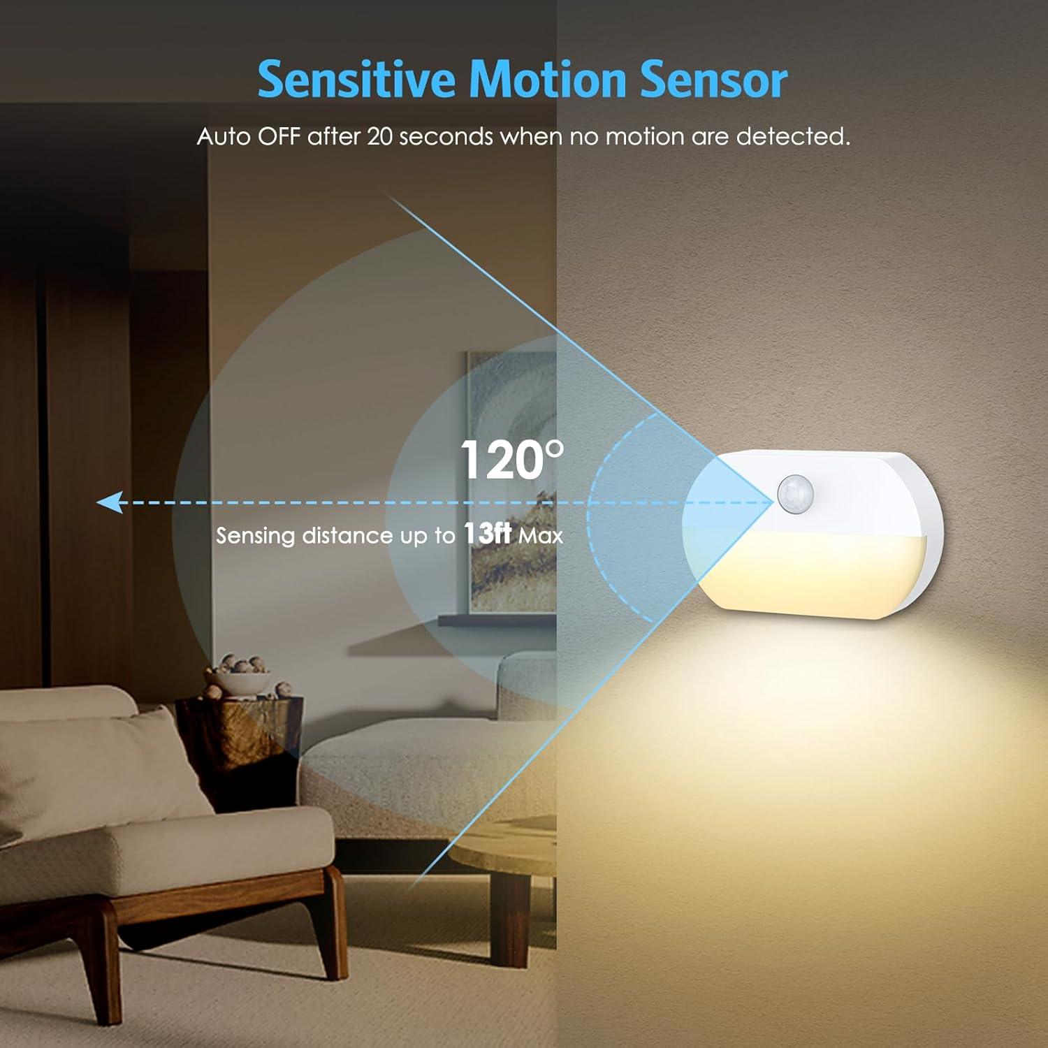 Luz Nocturna Recargable AMIR con Sensor de Movimiento - 2 Piezas