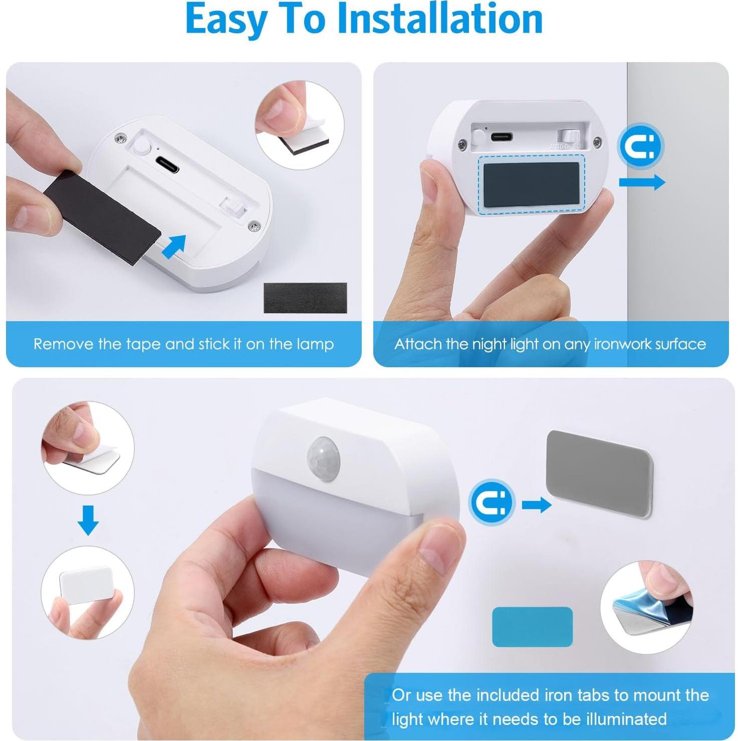 Luz Nocturna Recargable AMIR con Sensor de Movimiento - 2 Piezas