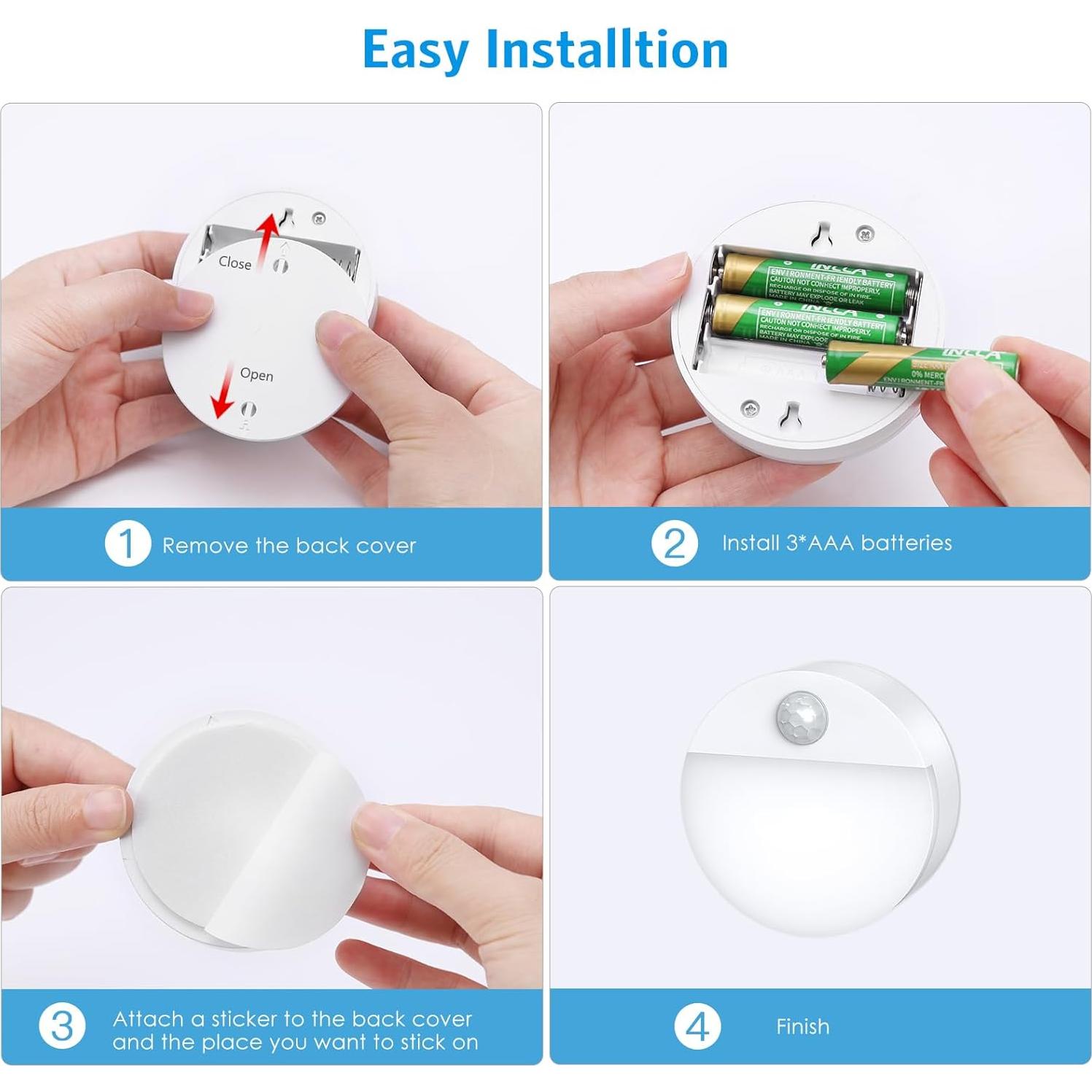 Luz de Sensor de Movimiento AMIR LED Inalámbrica 4 Piezas