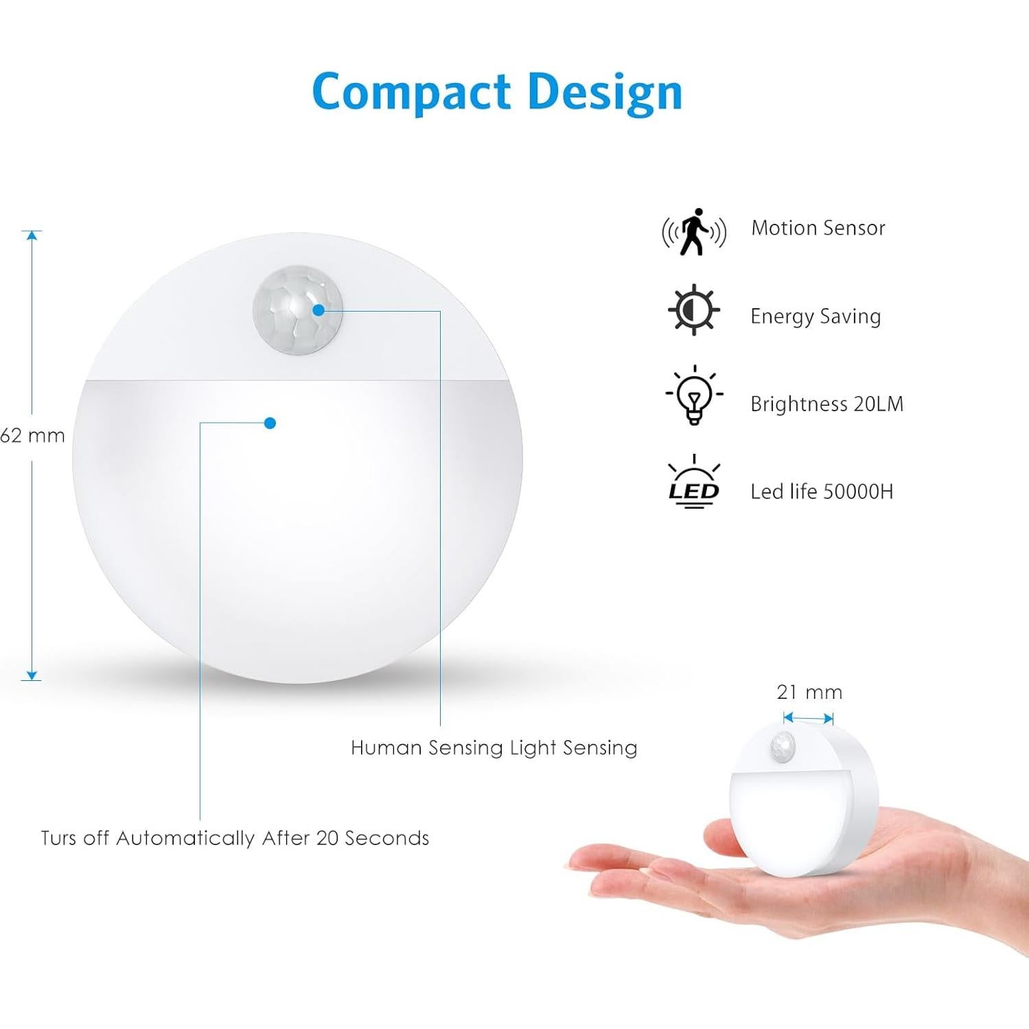 Luz de Sensor de Movimiento AMIR LED Inalámbrica 4 Piezas