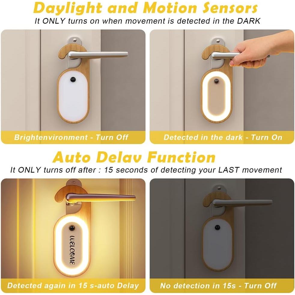Luz LED de Sensor de Movimiento LANDGOO, Madera Natural, 1 Paquete