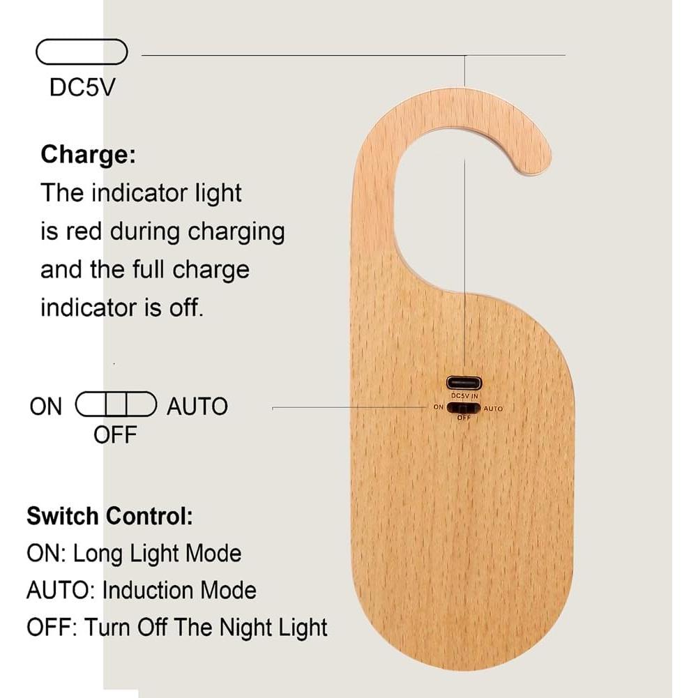 Luz LED de Sensor de Movimiento LANDGOO, Madera Natural, 1 Paquete