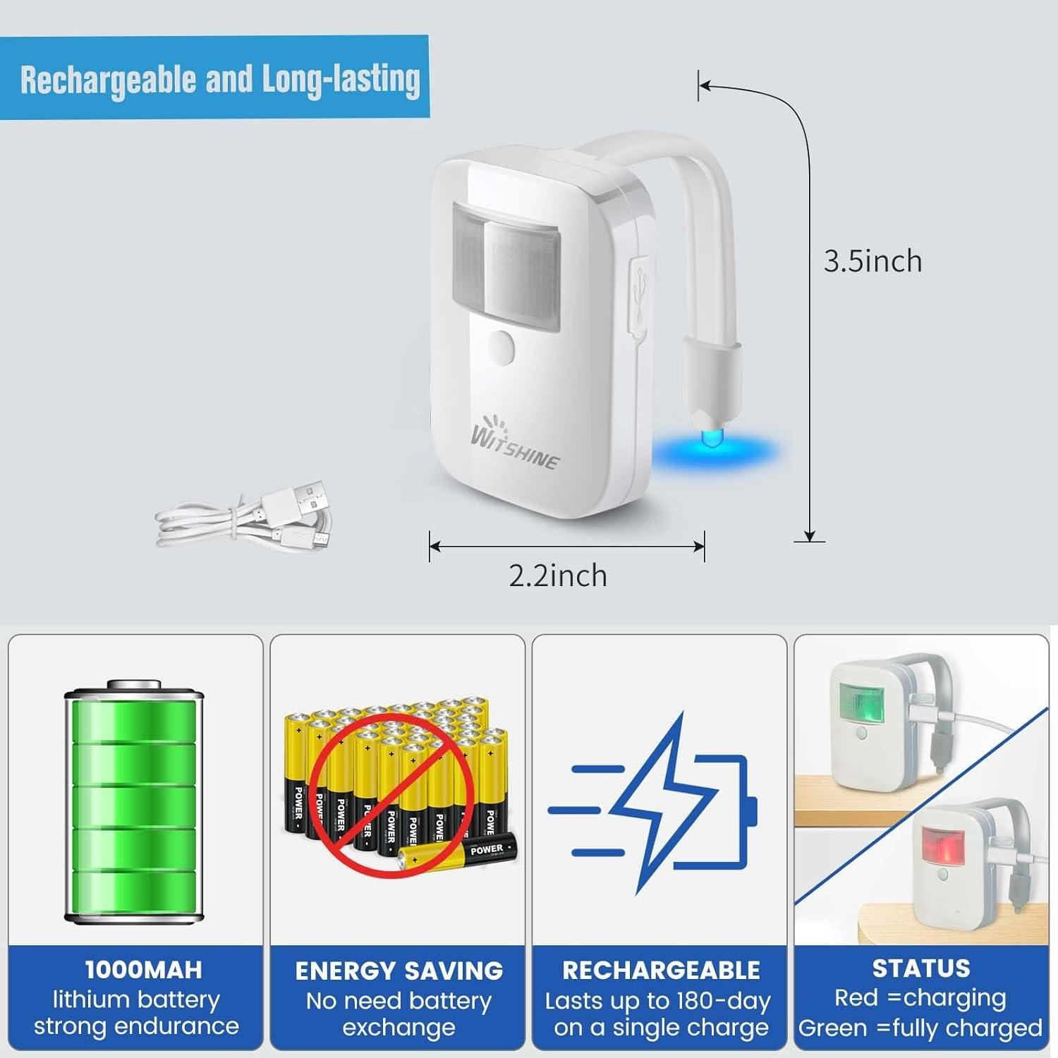 Luz de Inodoro Witshine con Sensor de Movimiento 4 Pack LED