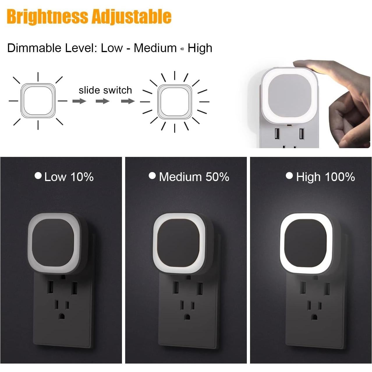 Paquete de 6 luces nocturnas YUNLEX regulables con sensor