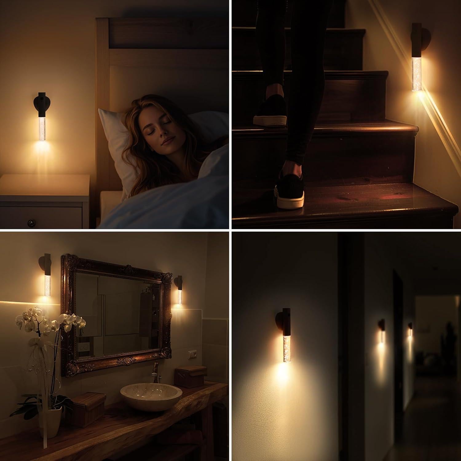 Luz Nocturna con Sensor de Movimiento HAANGWAN Madera Nogal