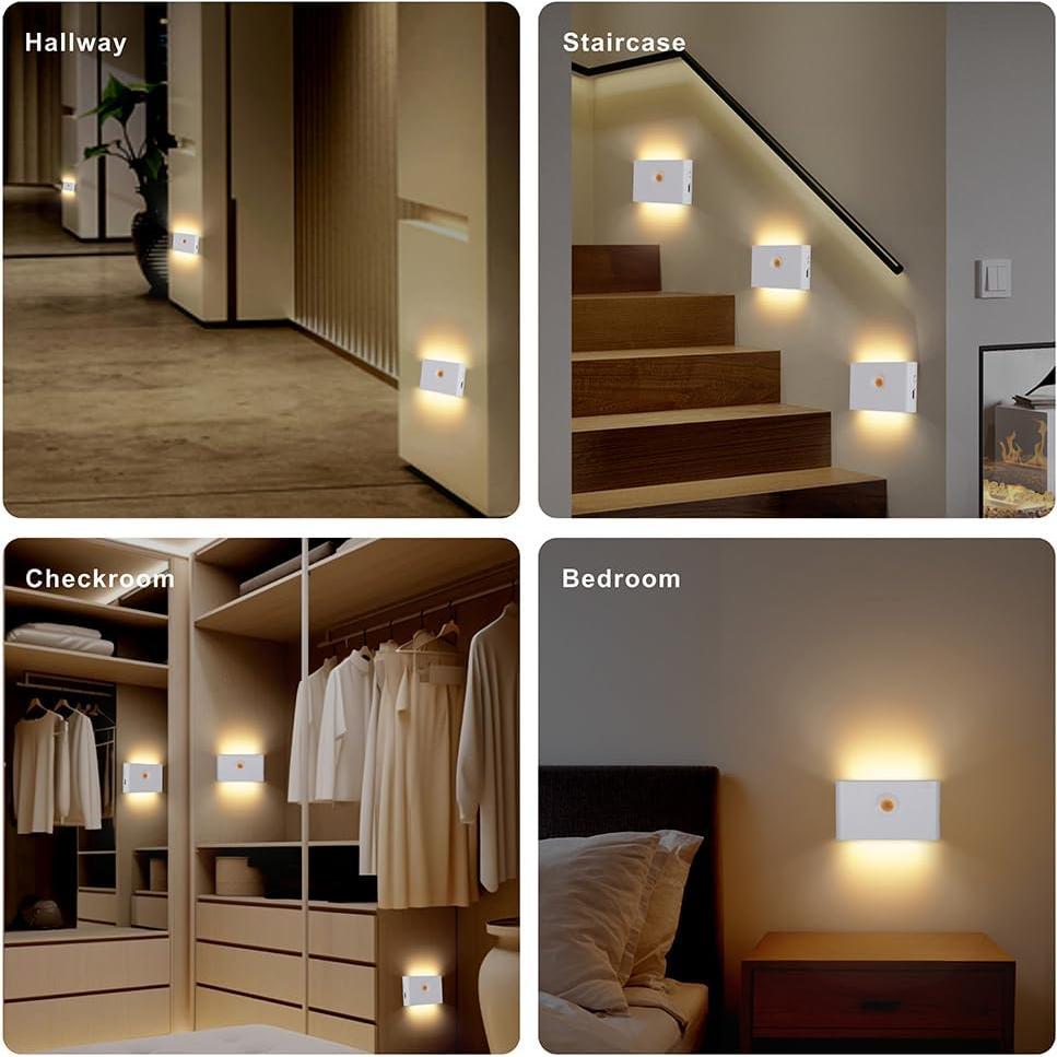 Luz Nocturna Recargable Pendtlit 4 Pack con Sensor de Movimiento