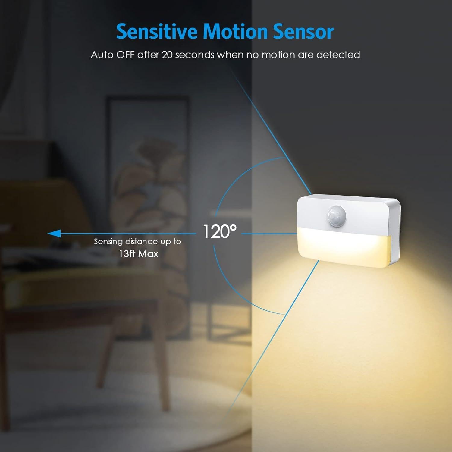 Luz de Escalera LED AMIR con Sensor de Movimiento 2 Pcs 40 Lúmenes