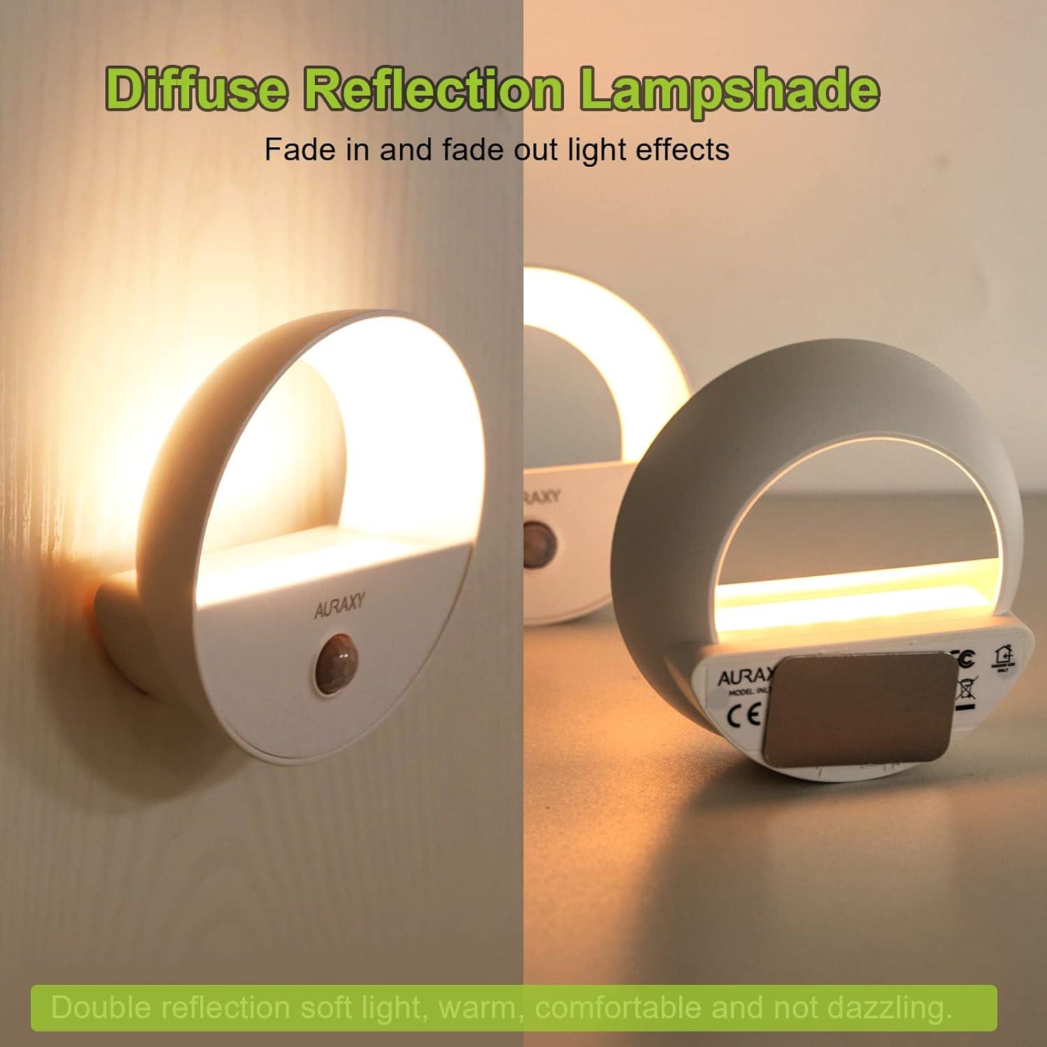 Luz Nocturna LED Recargable AURAXY con Sensor de Movimiento 3 Paquete