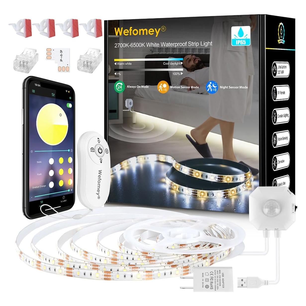Tira LED impermeable Wefomey 10 pies con sensor y control APP
