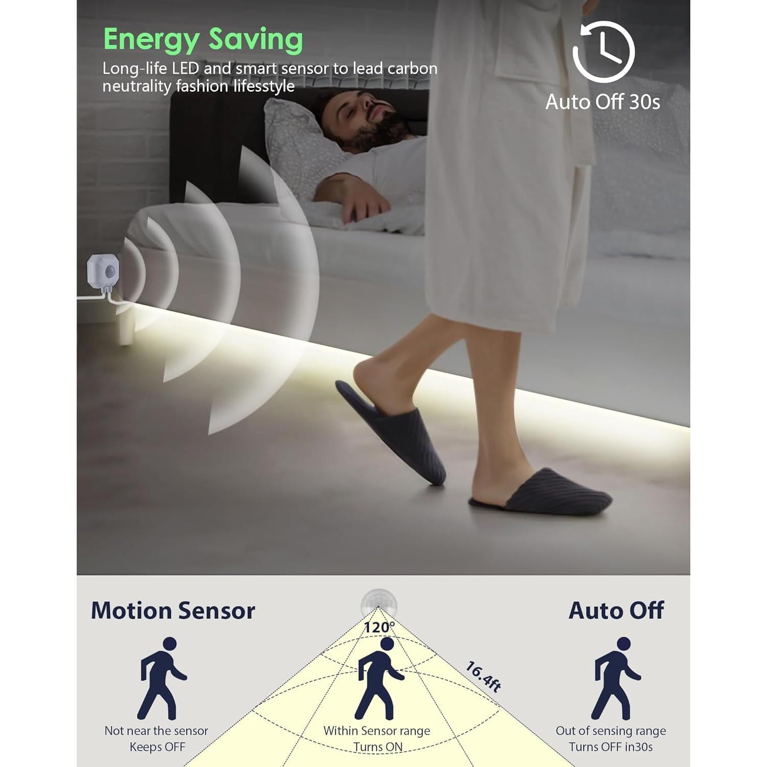 Tira LED impermeable Wefomey 10 pies con sensor y control APP