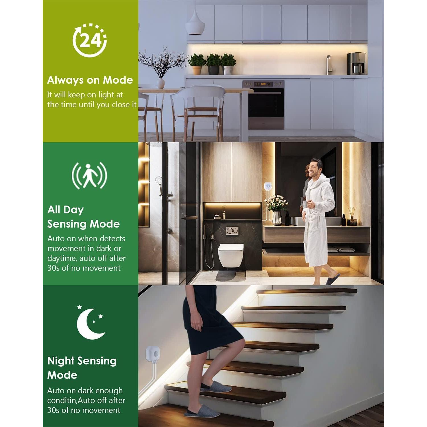 Tira LED impermeable Wefomey 10 pies con sensor y control APP