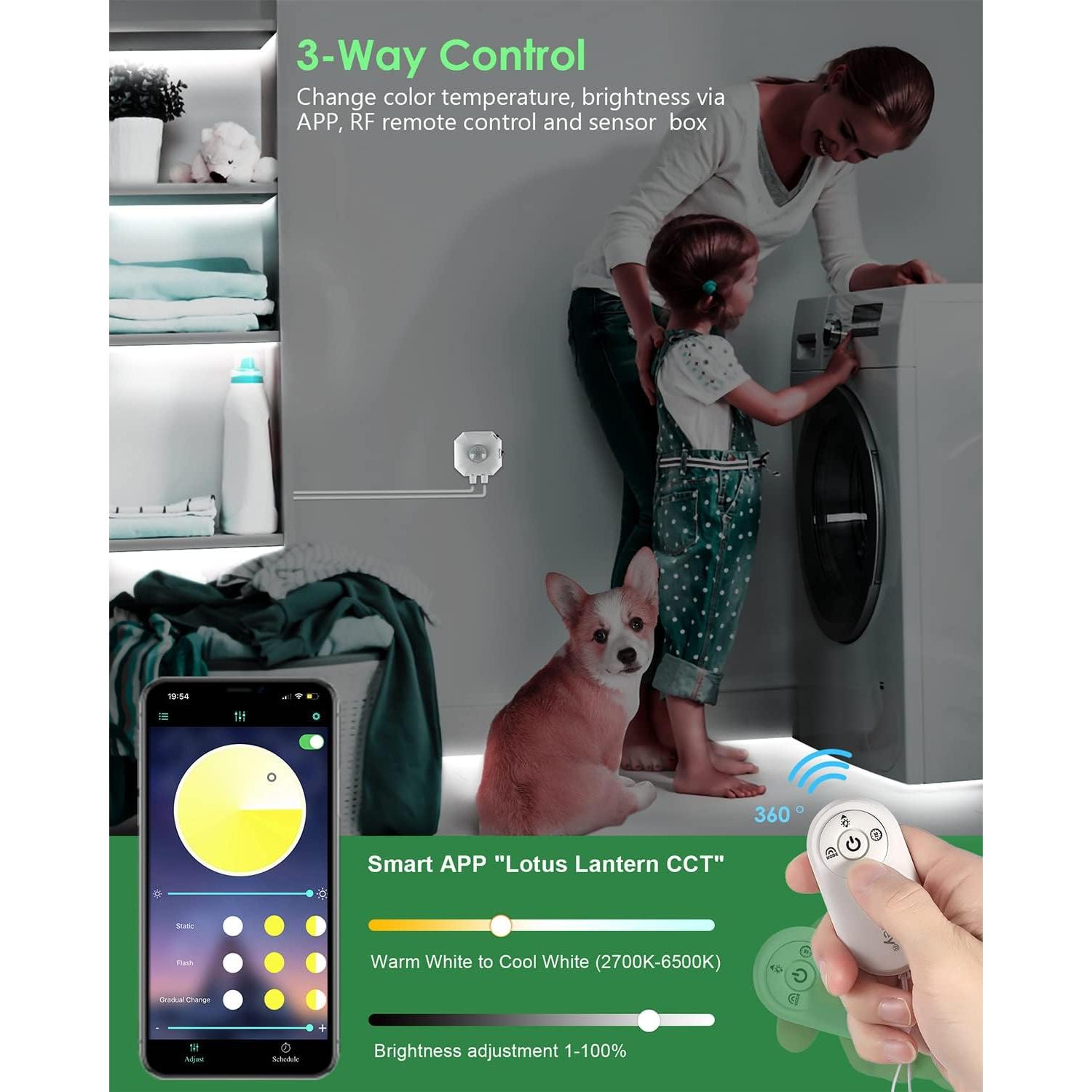 Tira LED impermeable Wefomey 10 pies con sensor y control APP