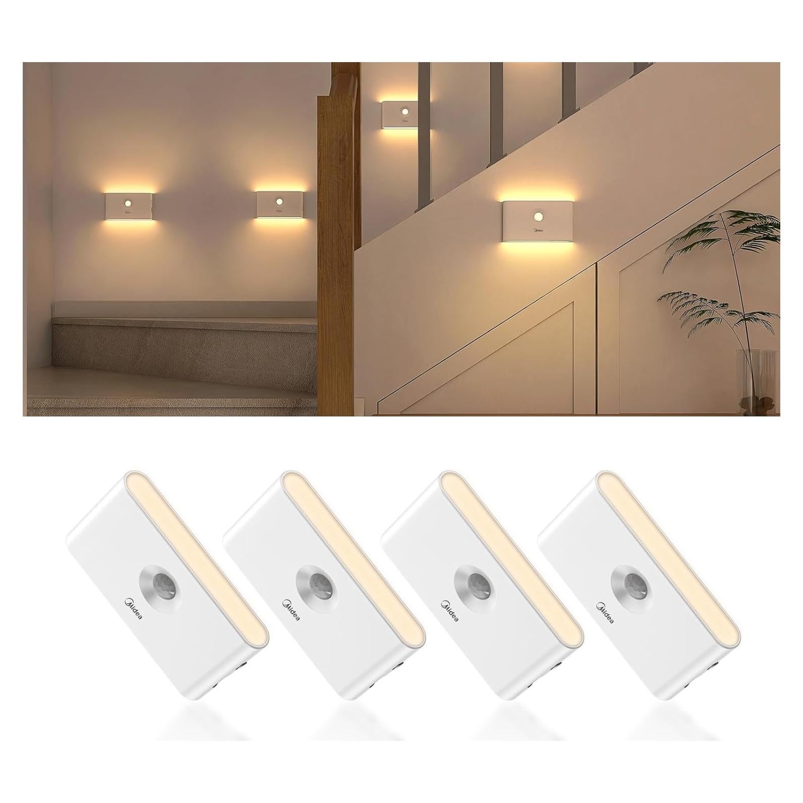 Luces Nocturnas Recargables Midea 4 Unidades con Sensor