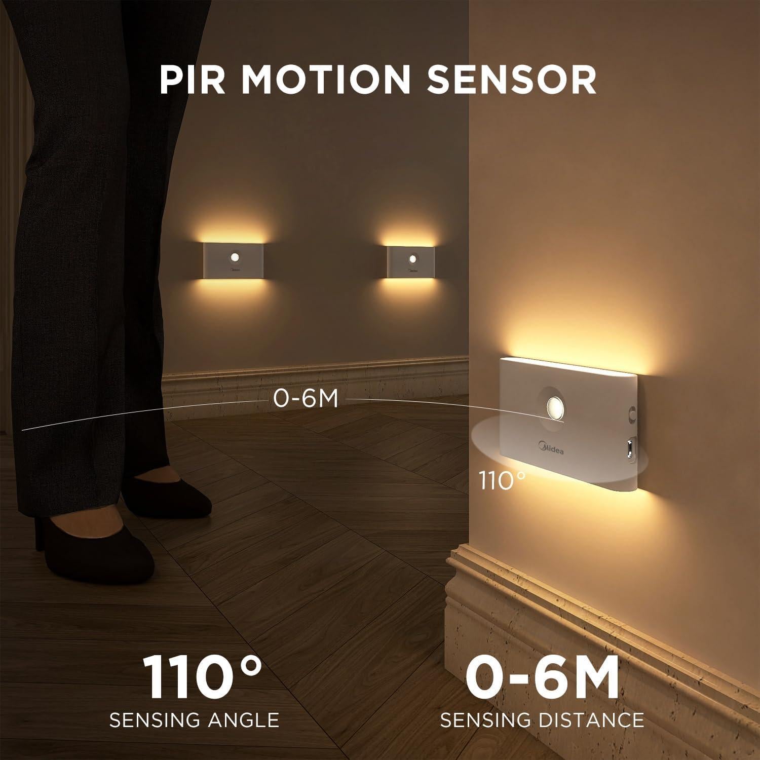 Luces Nocturnas Recargables Midea 4 Unidades con Sensor