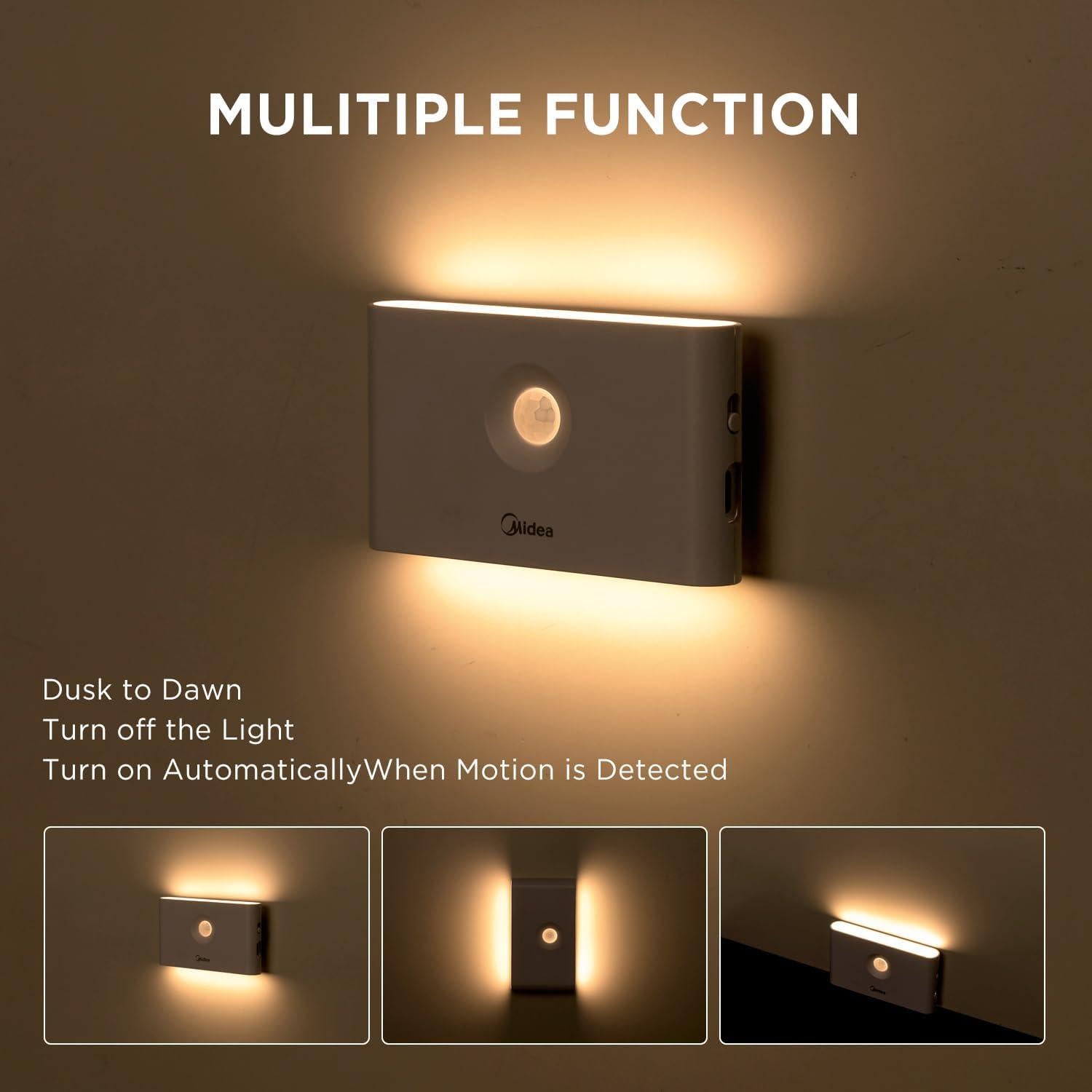 Luces Nocturnas Recargables Midea 4 Unidades con Sensor