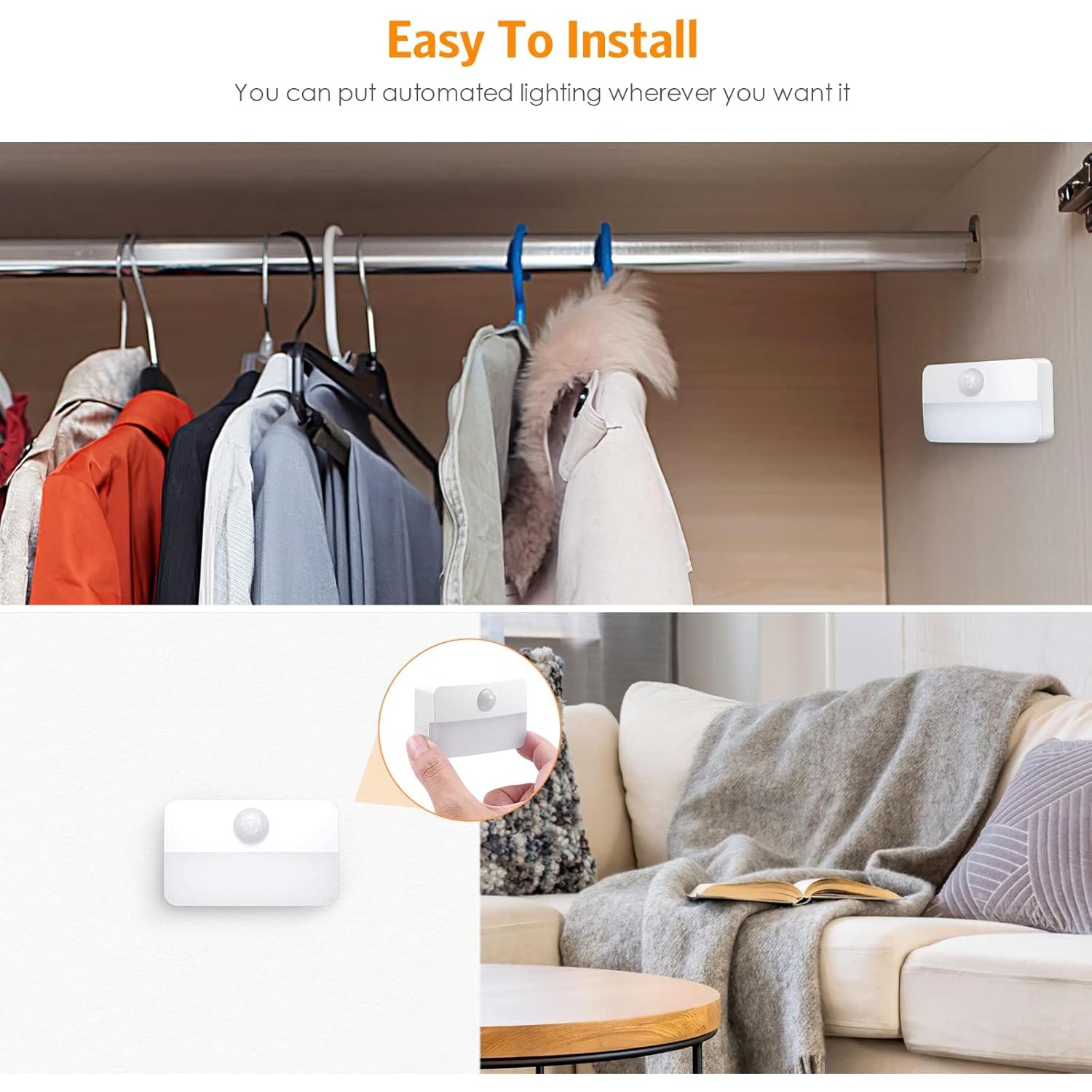 2 Pack Luz Nocturna Sensor de Movimiento JXTZ 3000K Adhesiva