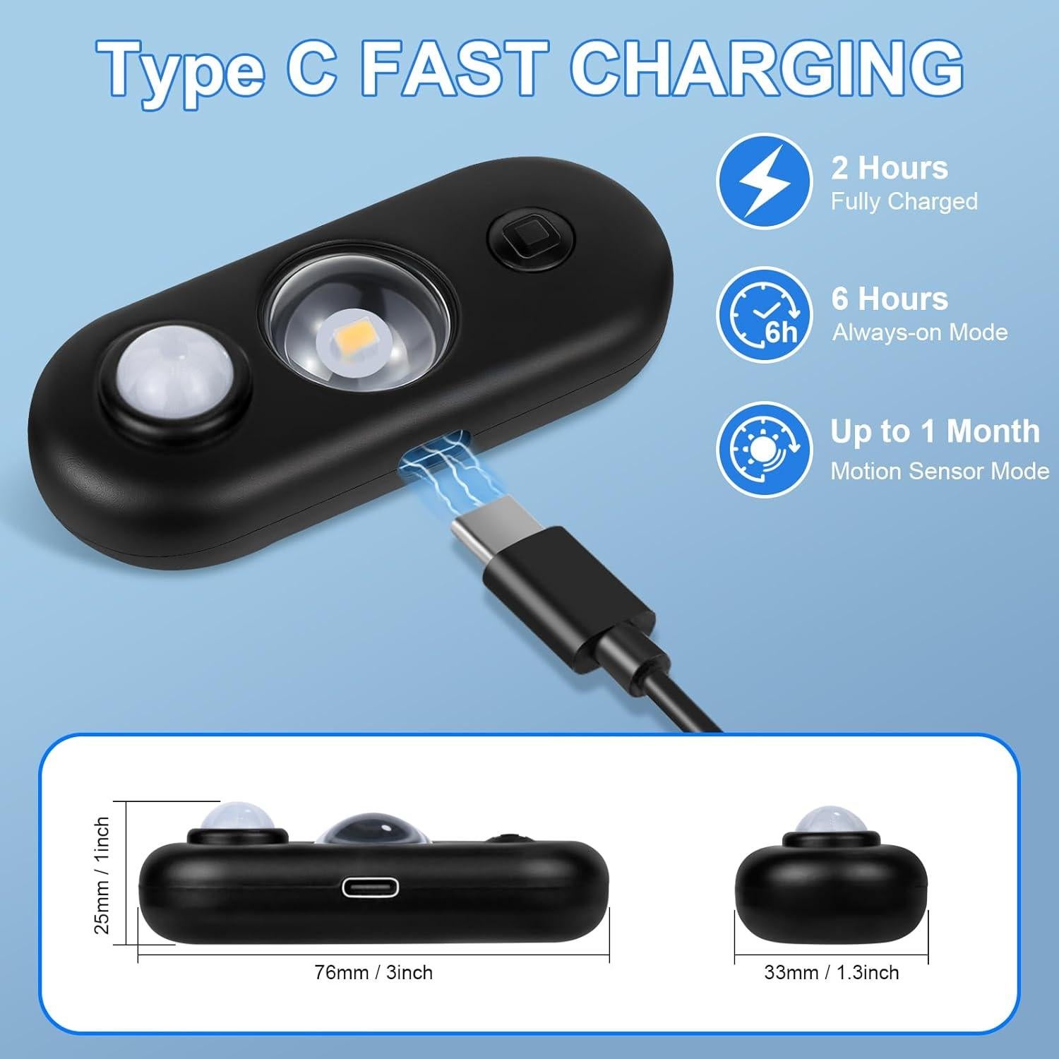 Luz LED Puck Recargable con Sensor de Movimiento 6 Pzas