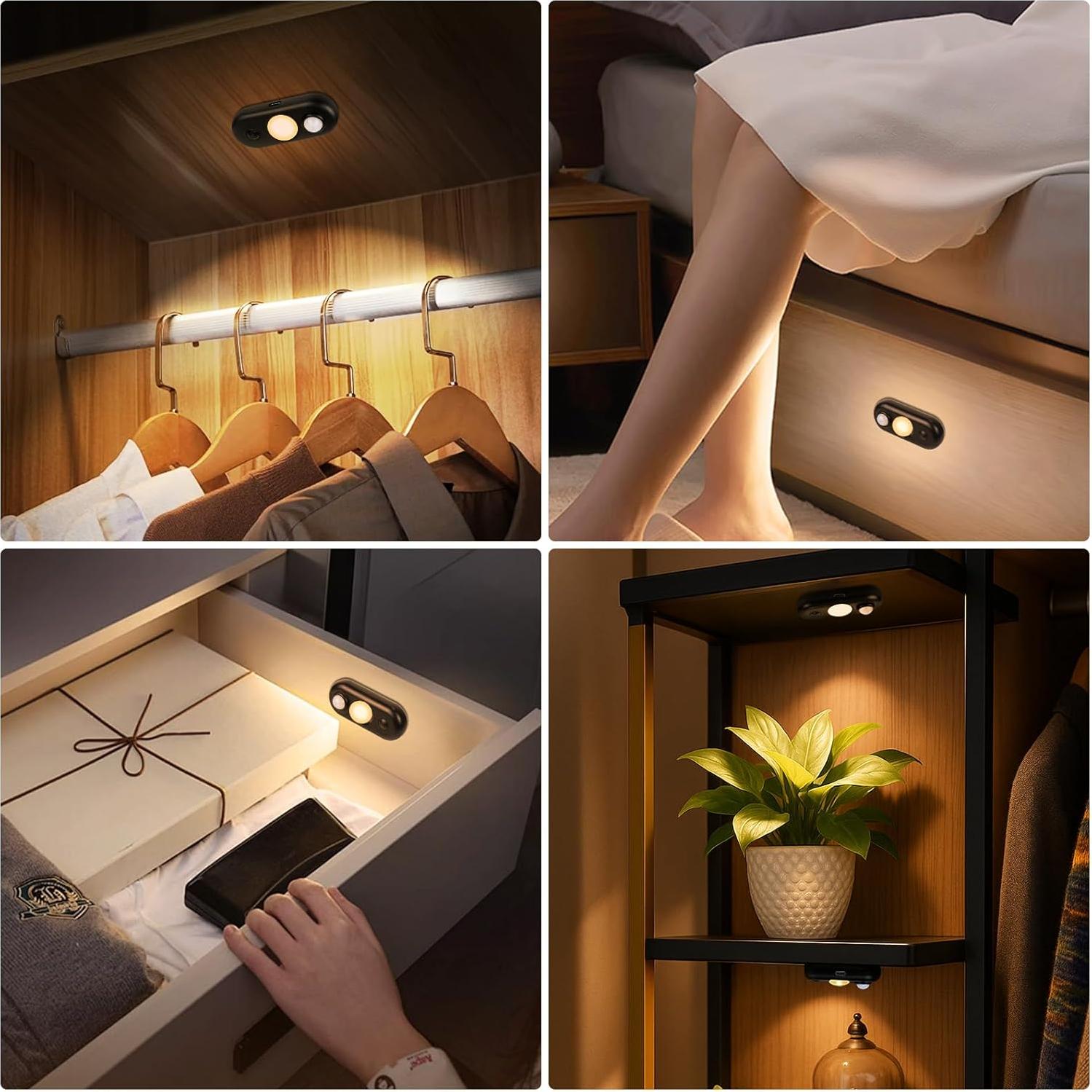 Luz LED Puck Recargable con Sensor de Movimiento 6 Pzas